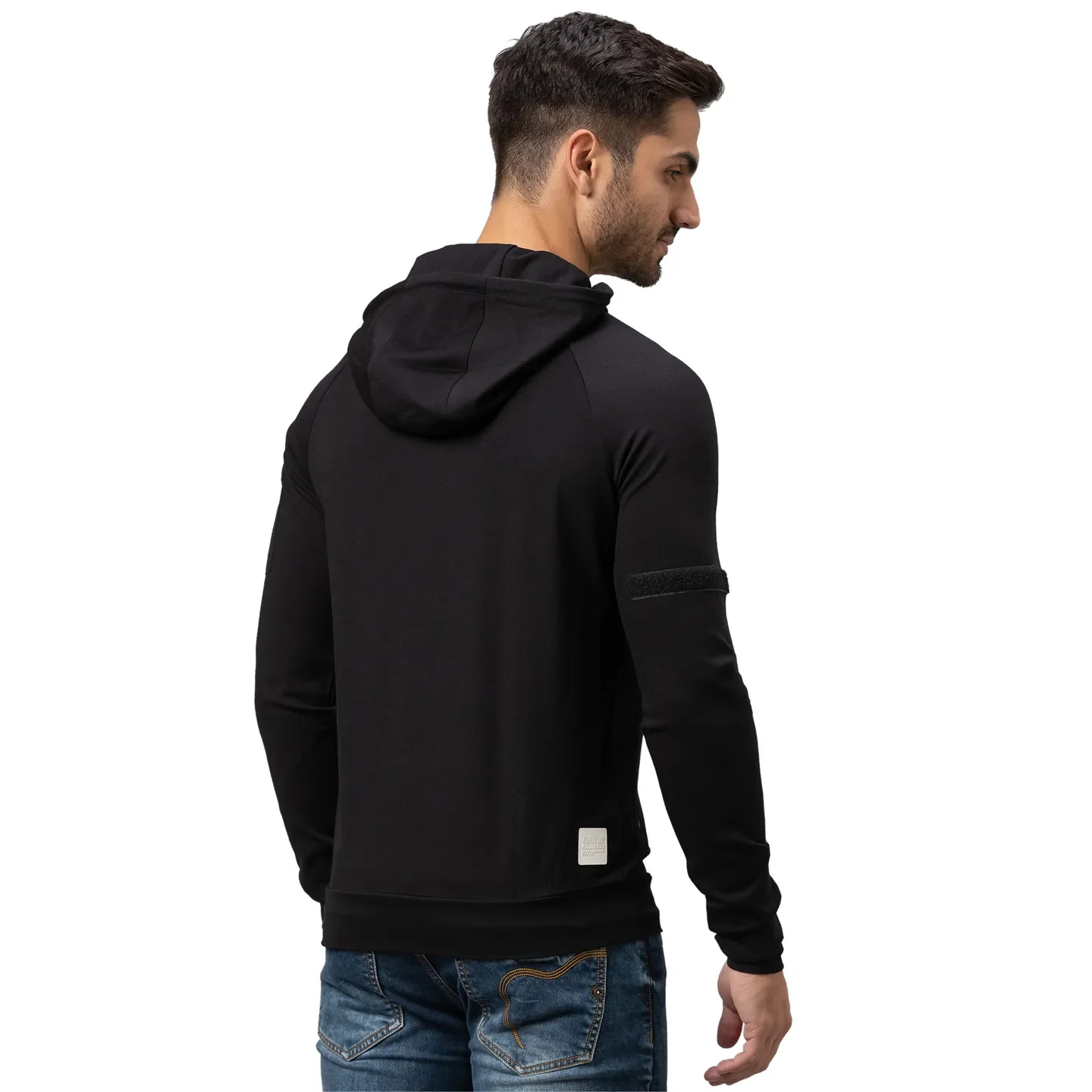 Black Regular Fit  Long Sleeves Rayon And Nylon Men's Hoodie by Being Human Clothing - Image 3