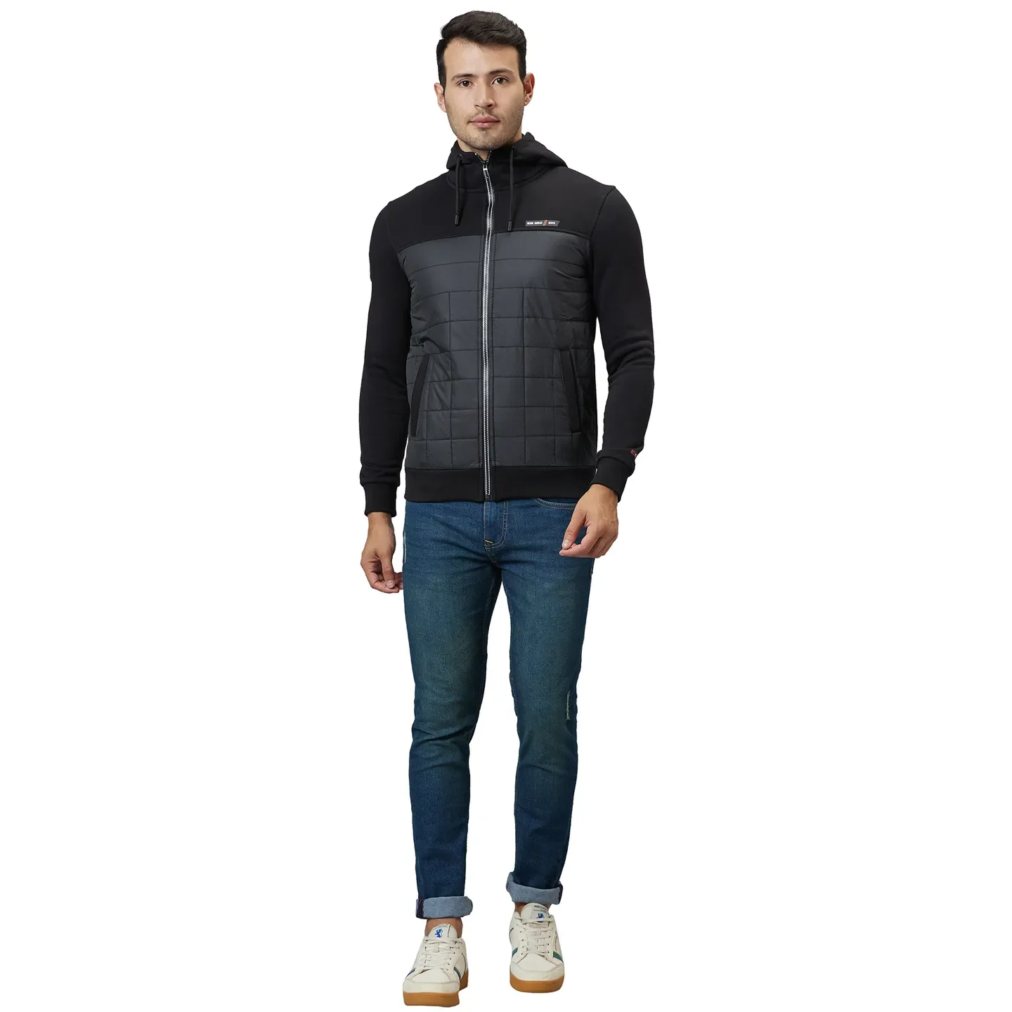 Black Regular Fit  Long Sleeves Cotton Men's Hoodie by Being Human Clothing - Image 2