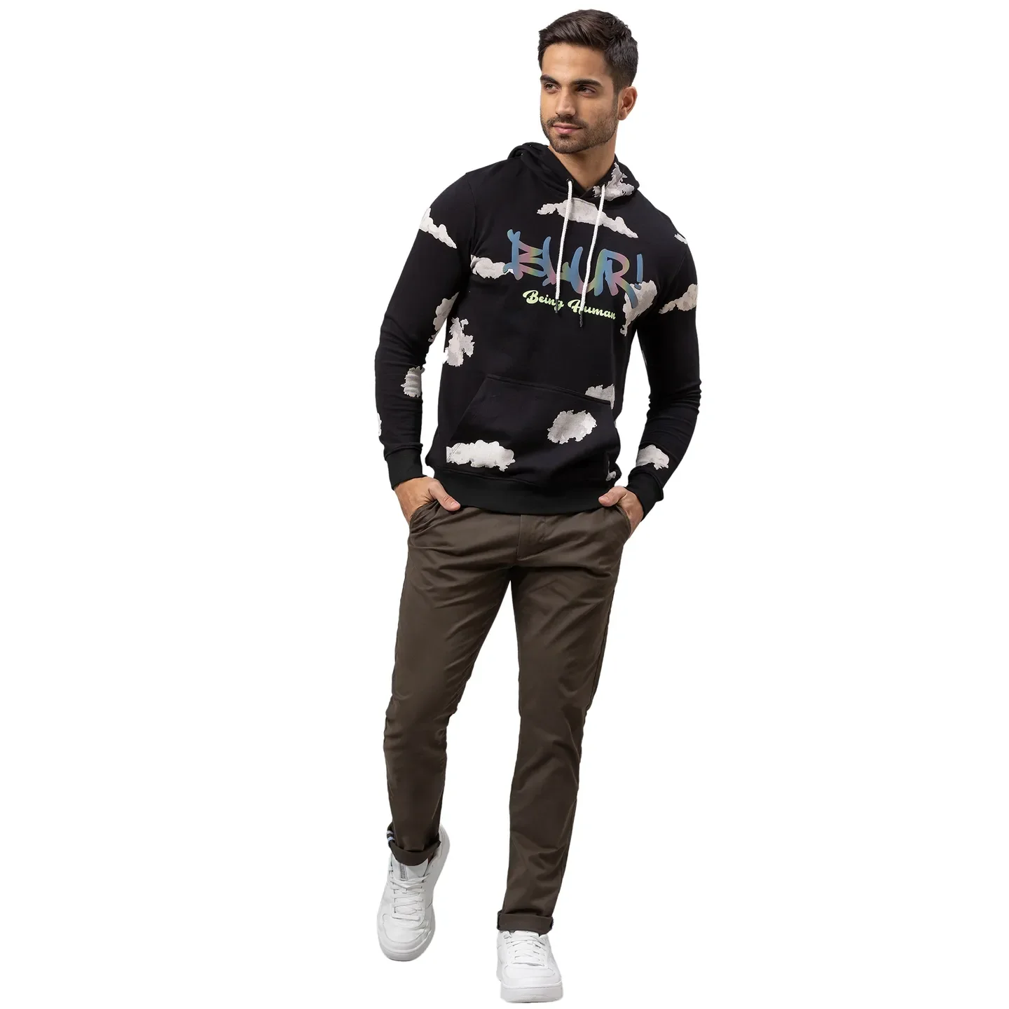 Black Regular Fit Men's Hoodie by Being Human Clothing - Image 2