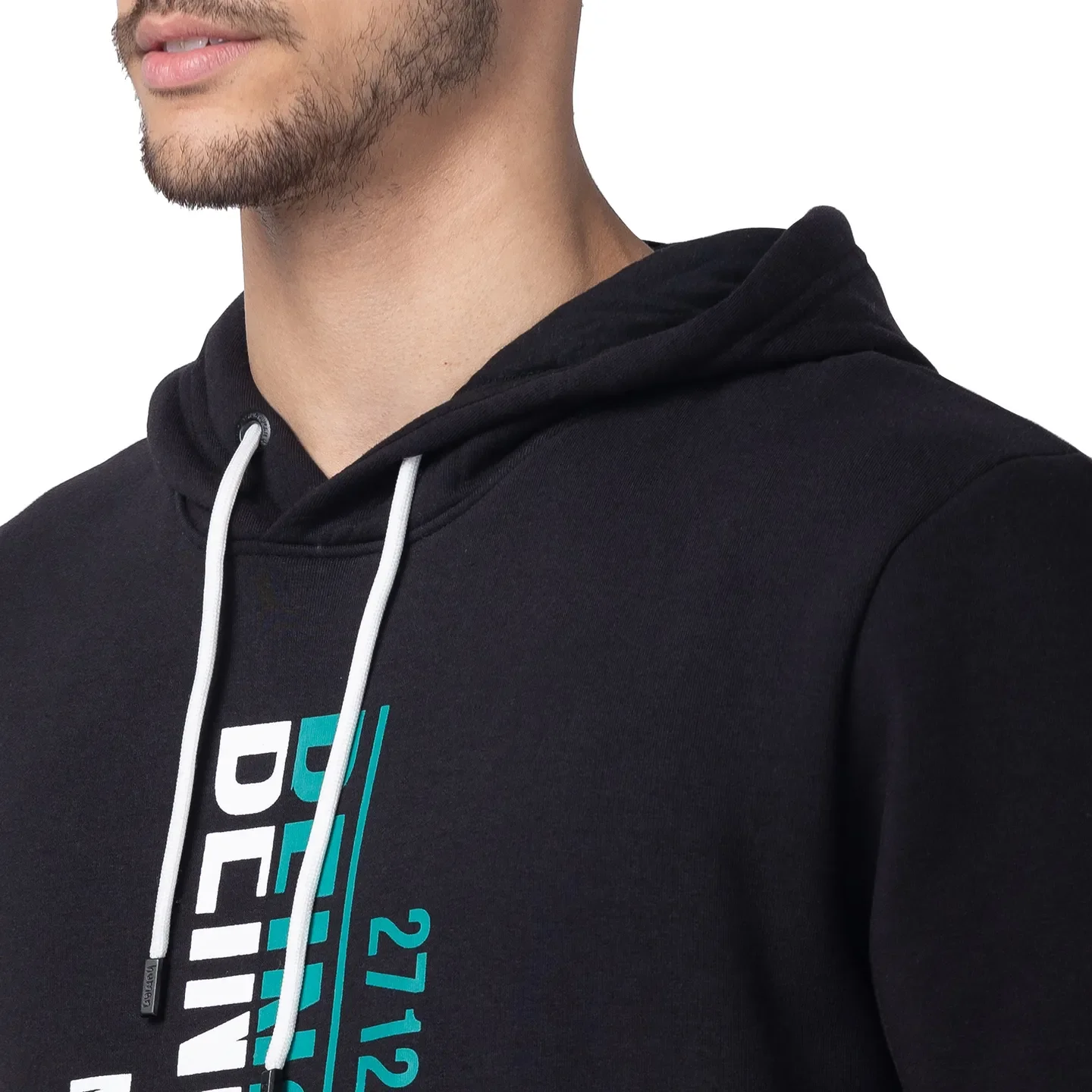 Black Regular Fit  Long Sleeves Cotton Men's Hoodie by Being Human Clothing - Image 4