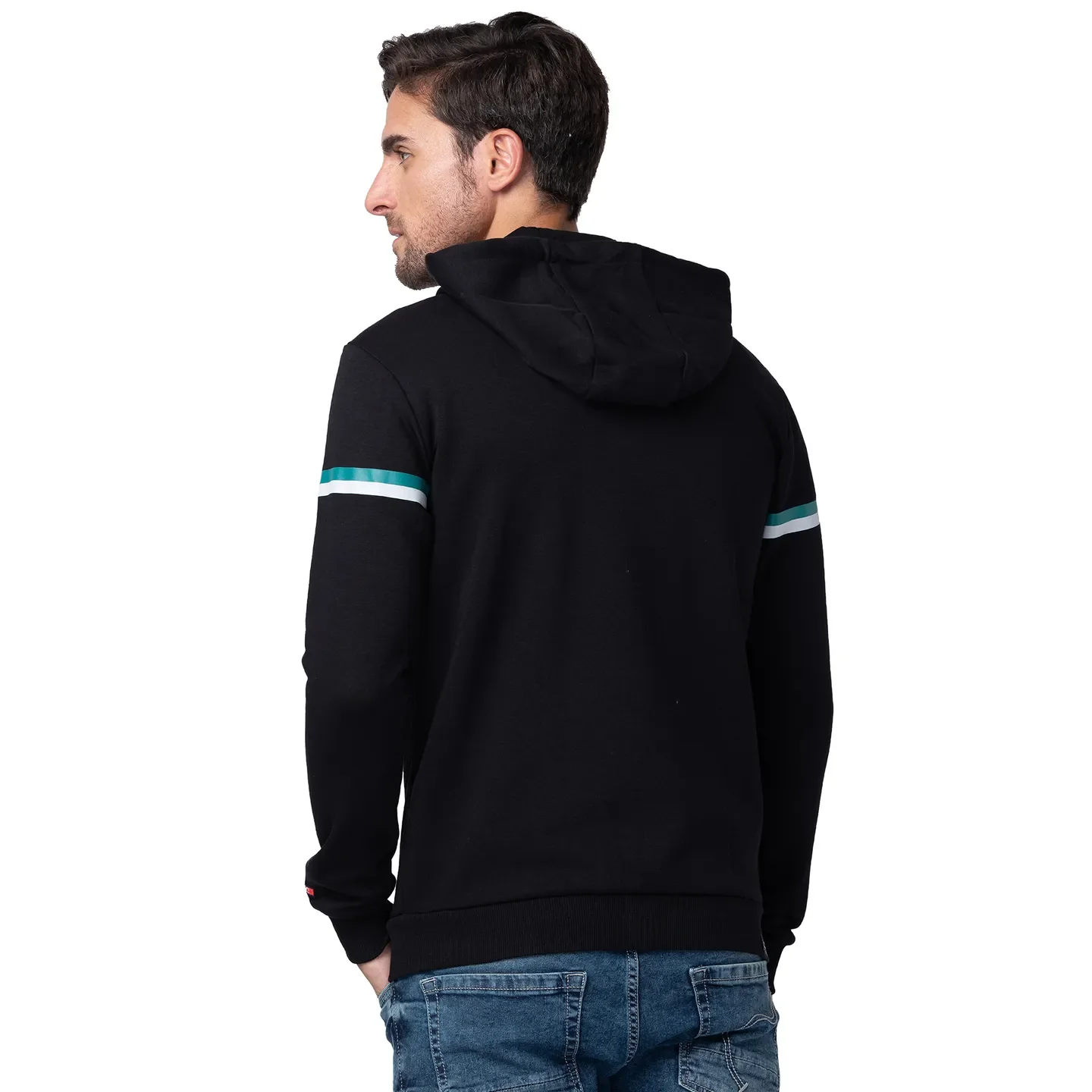 Black Regular Fit  Long Sleeves Cotton Men's Hoodie by Being Human Clothing - Image 3