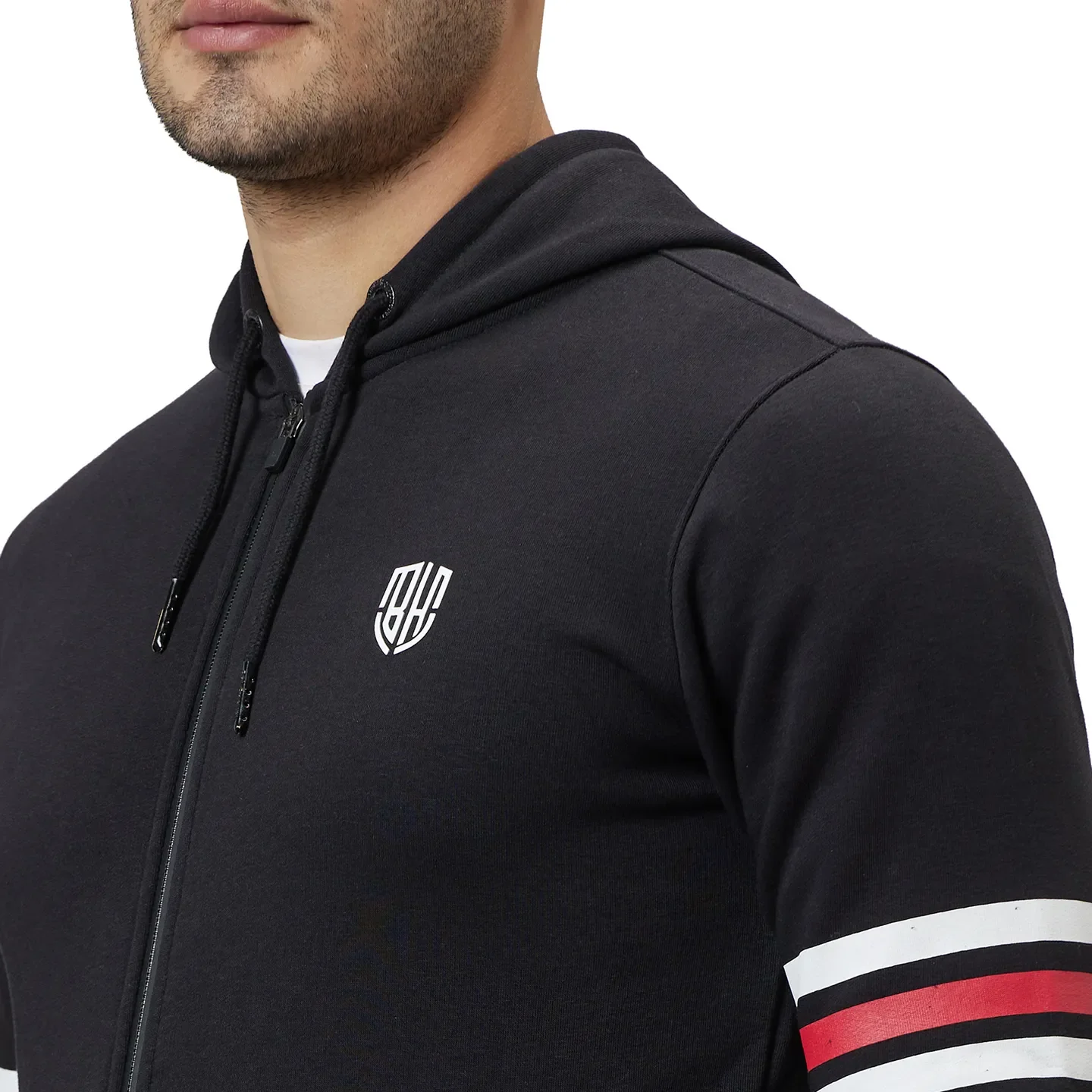 Black Regular Fit  Long Sleeves Cotton Men's Hoodie by Being Human Clothing - Image 5