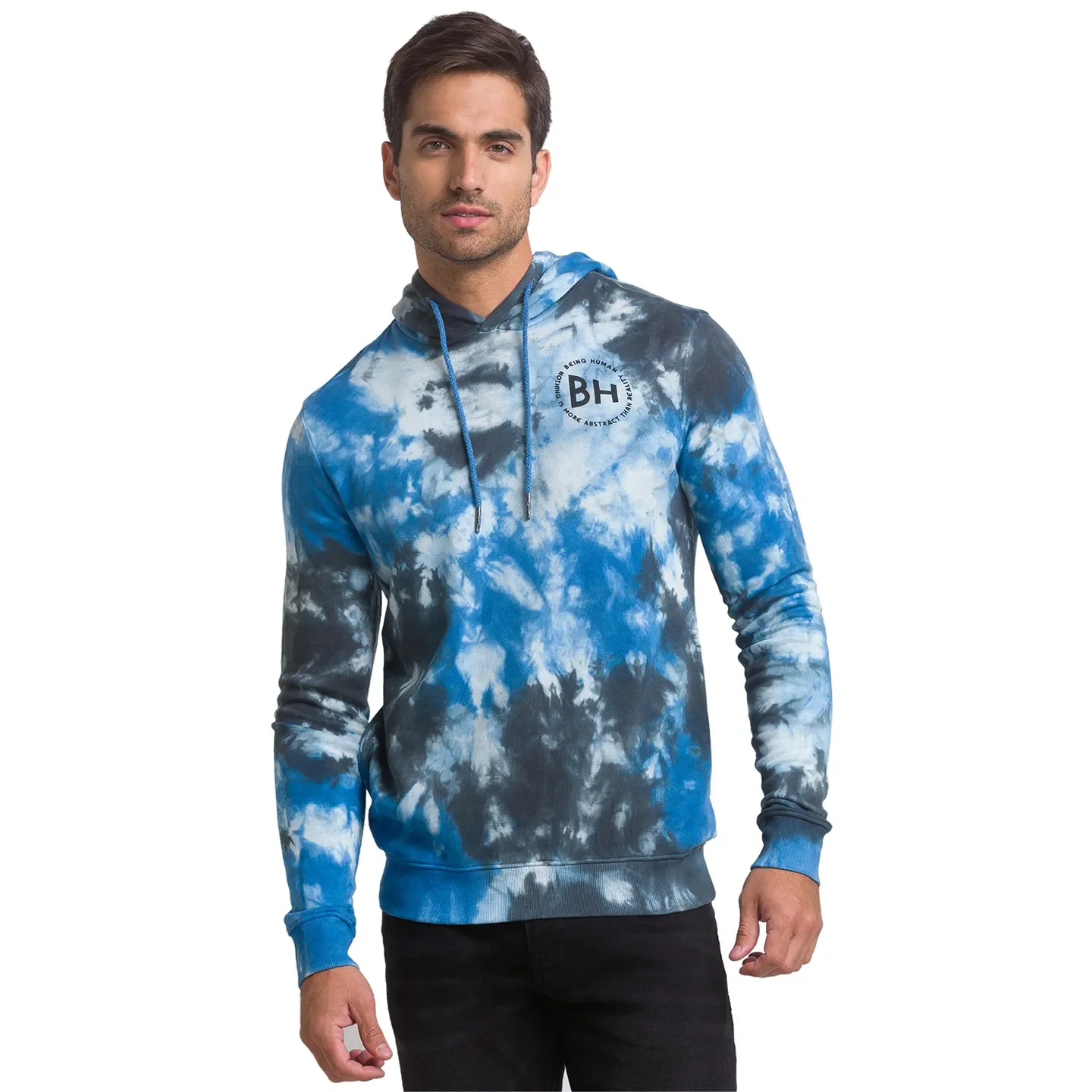 Blue Regular Fit  Long Sleeves Cotton Men's Hoodie by Being Human Clothing