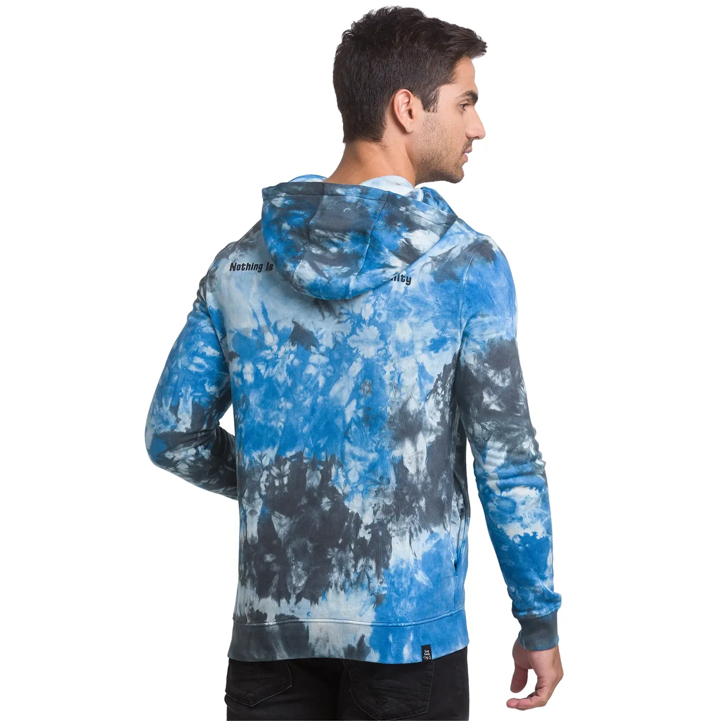 Blue Regular Fit  Long Sleeves Cotton Men's Hoodie by Being Human Clothing - Image 3