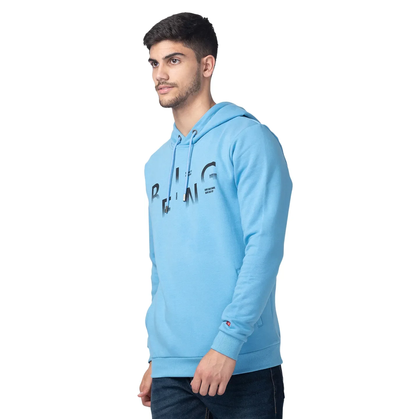 Blue Regular Fit  Long Sleeves Cotton Men's Hoodie by Being Human Clothing - Image 2