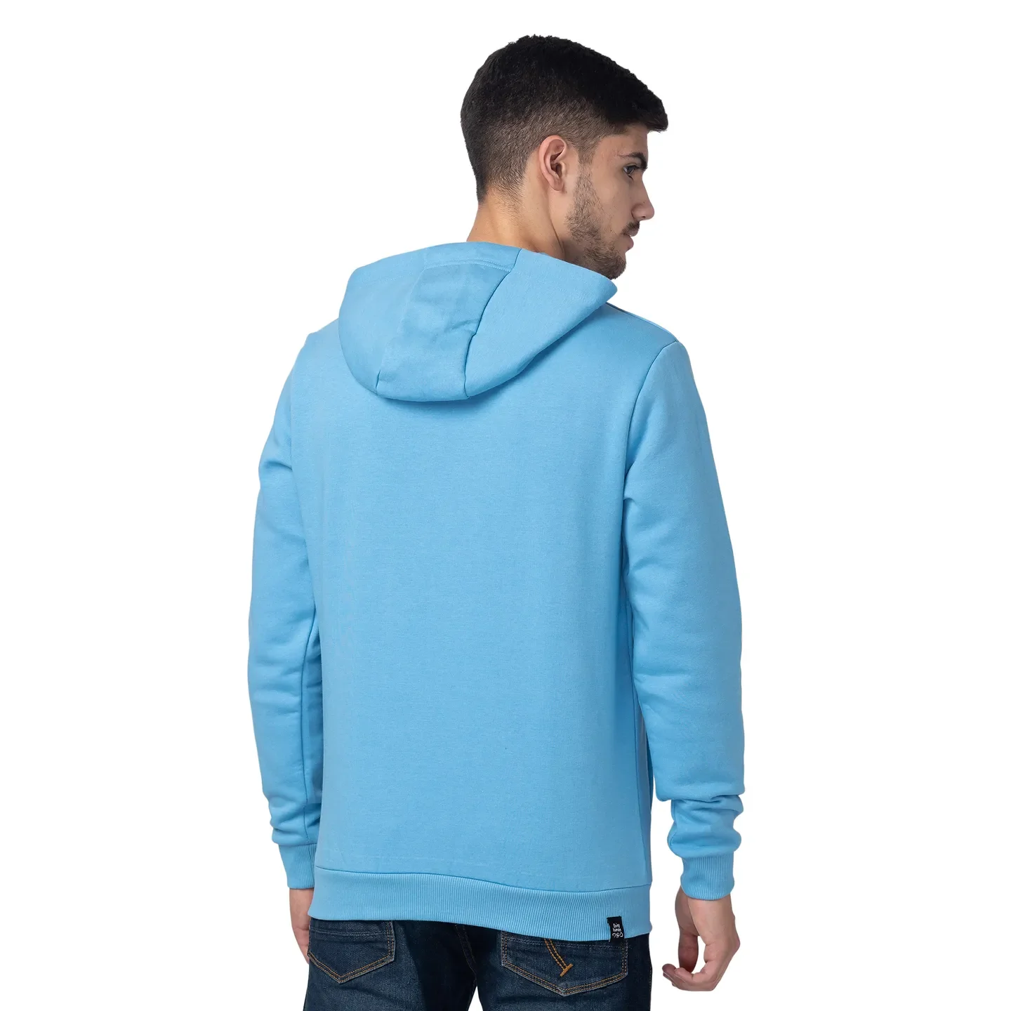 Blue Regular Fit  Long Sleeves Cotton Men's Hoodie by Being Human Clothing - Image 3