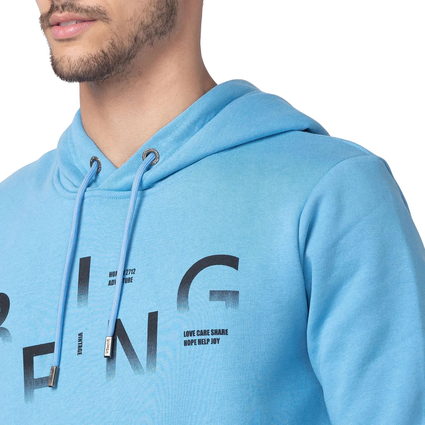Blue Regular Fit  Long Sleeves Cotton Men's Hoodie by Being Human Clothing - Image 4