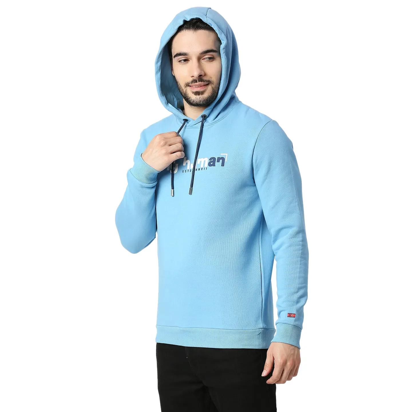 Blue Regular Fit  Long Sleeves Cotton Men's Hoodie by Being Human Clothing - Image 2
