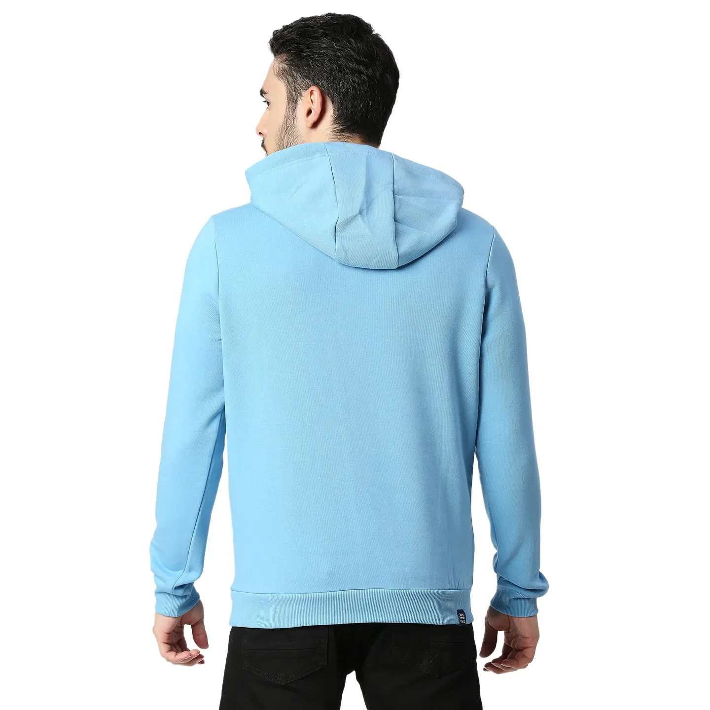 Blue Regular Fit  Long Sleeves Cotton Men's Hoodie by Being Human Clothing - Image 3