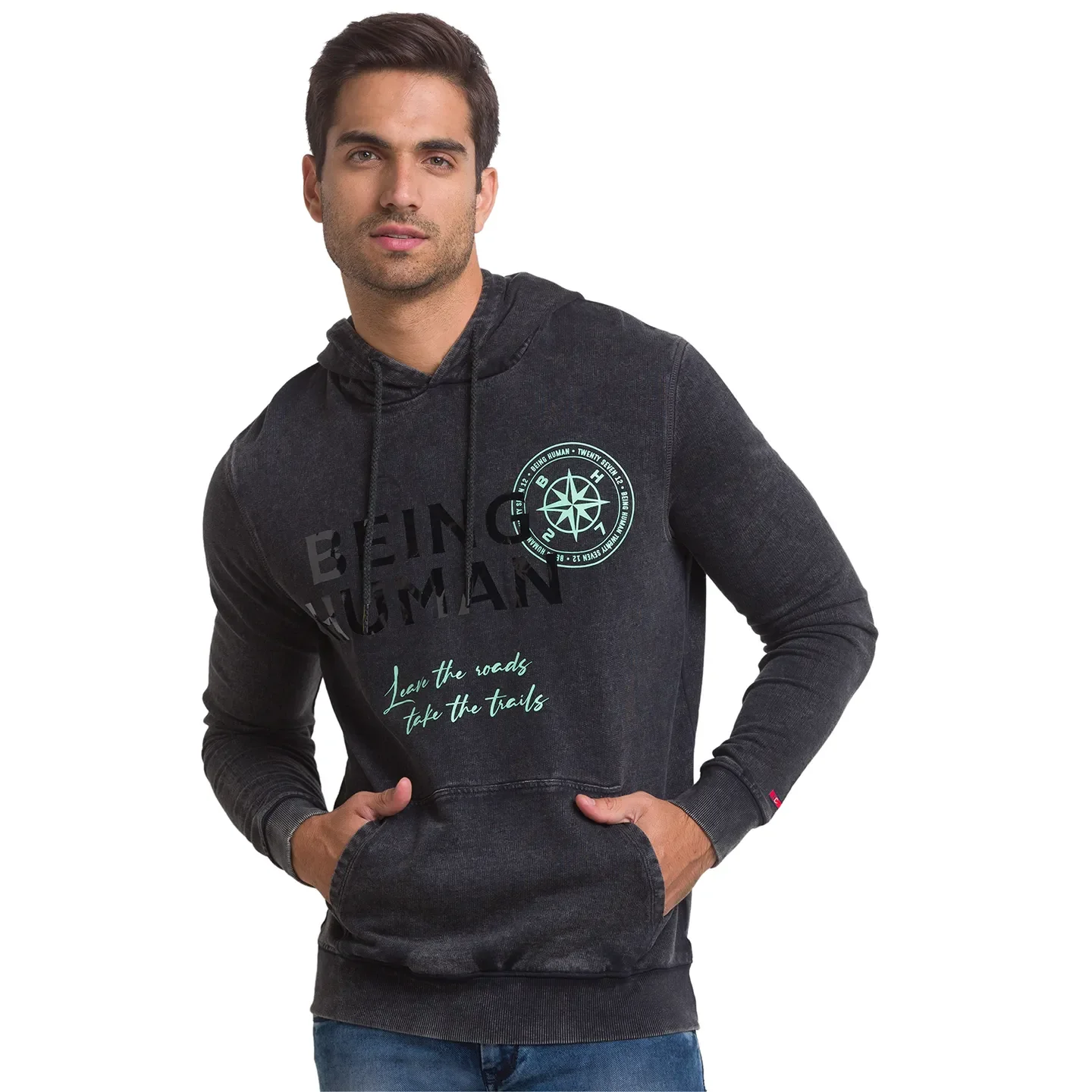 Grey Regular Fit Men's Hoodie by Being Human Clothing