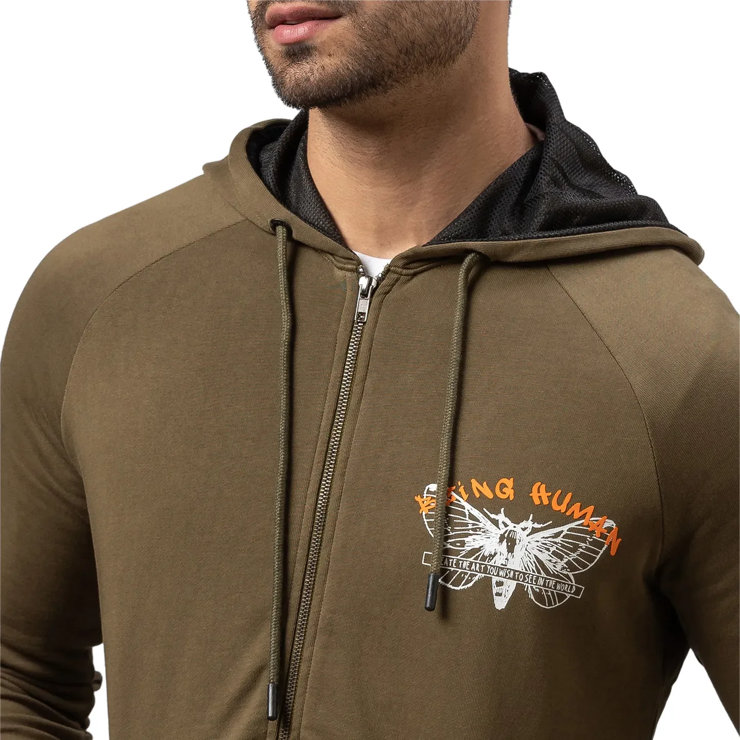 Olive Regular Fit Men's Hoodie by Being Human Clothing - Image 5