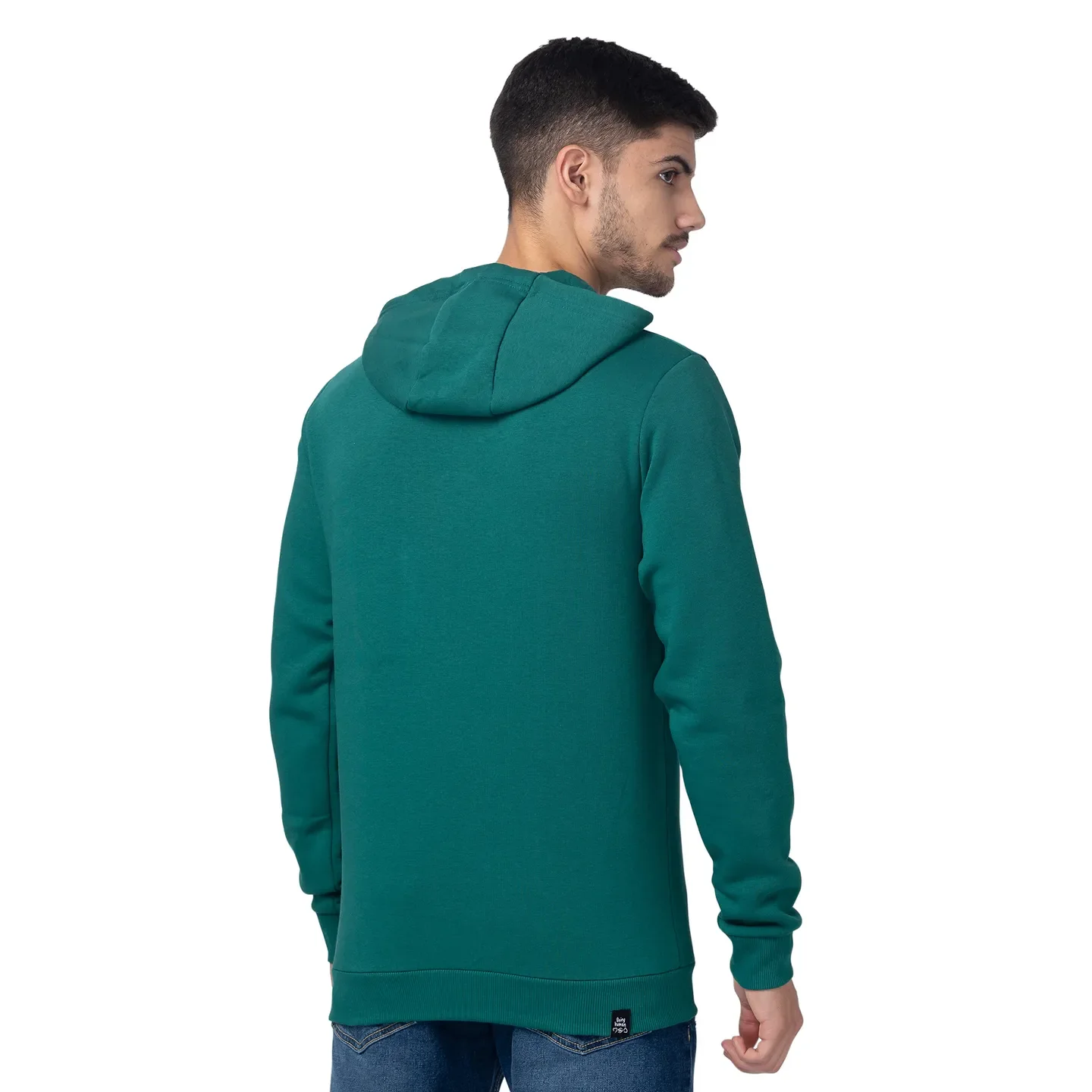 Dark Green Regular Fit Men's Hoodie by Being Human Clothing - Image 3