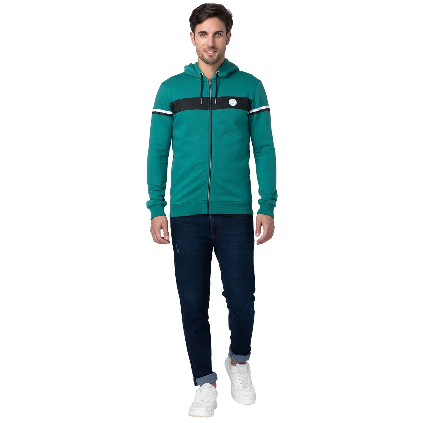 Dark Green Regular Fit Men's Hoodie by Being Human Clothing - Image 2