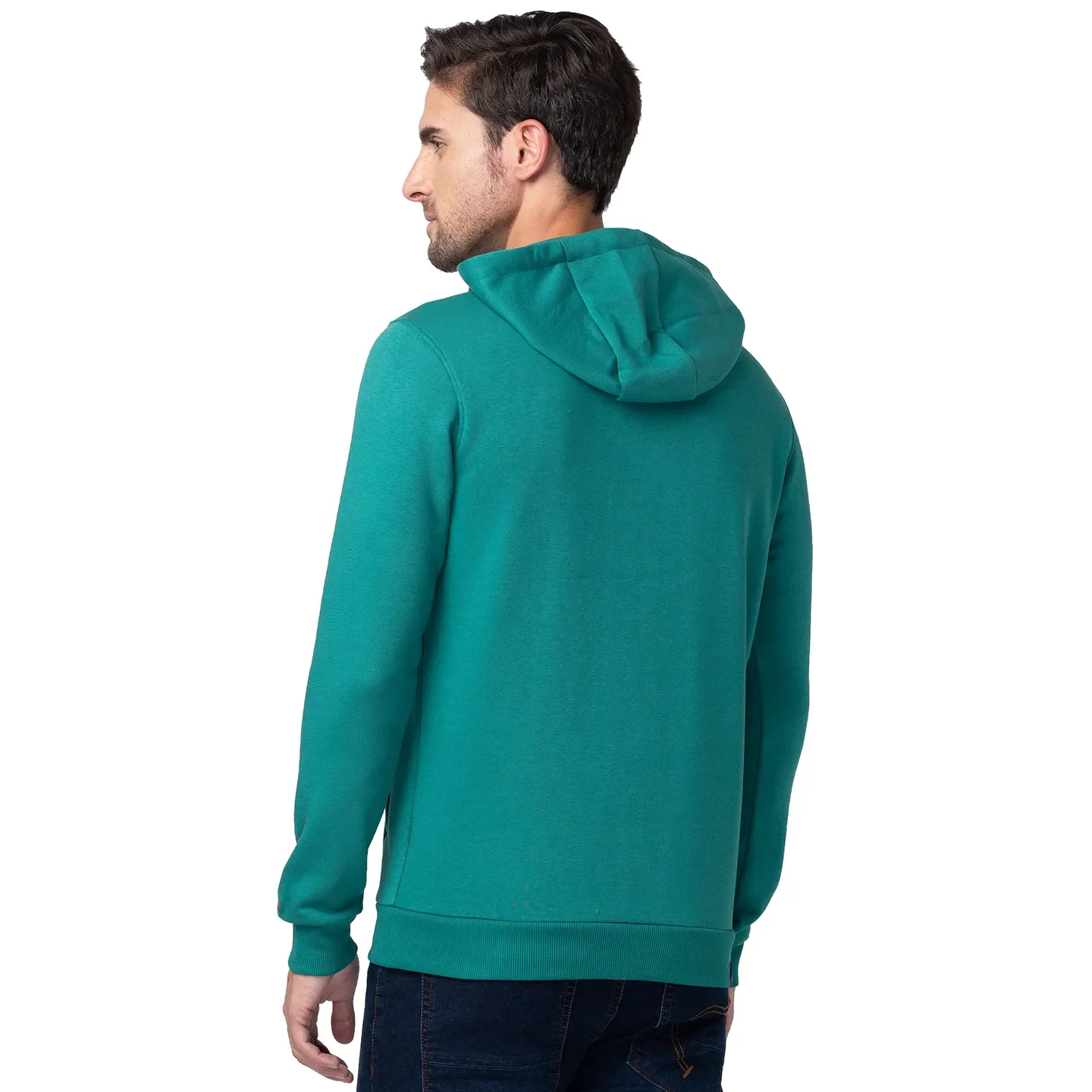 Green Regular Fit Long Sleeves Cotton Men's Hoodie by Being Human Clothing - Image 3