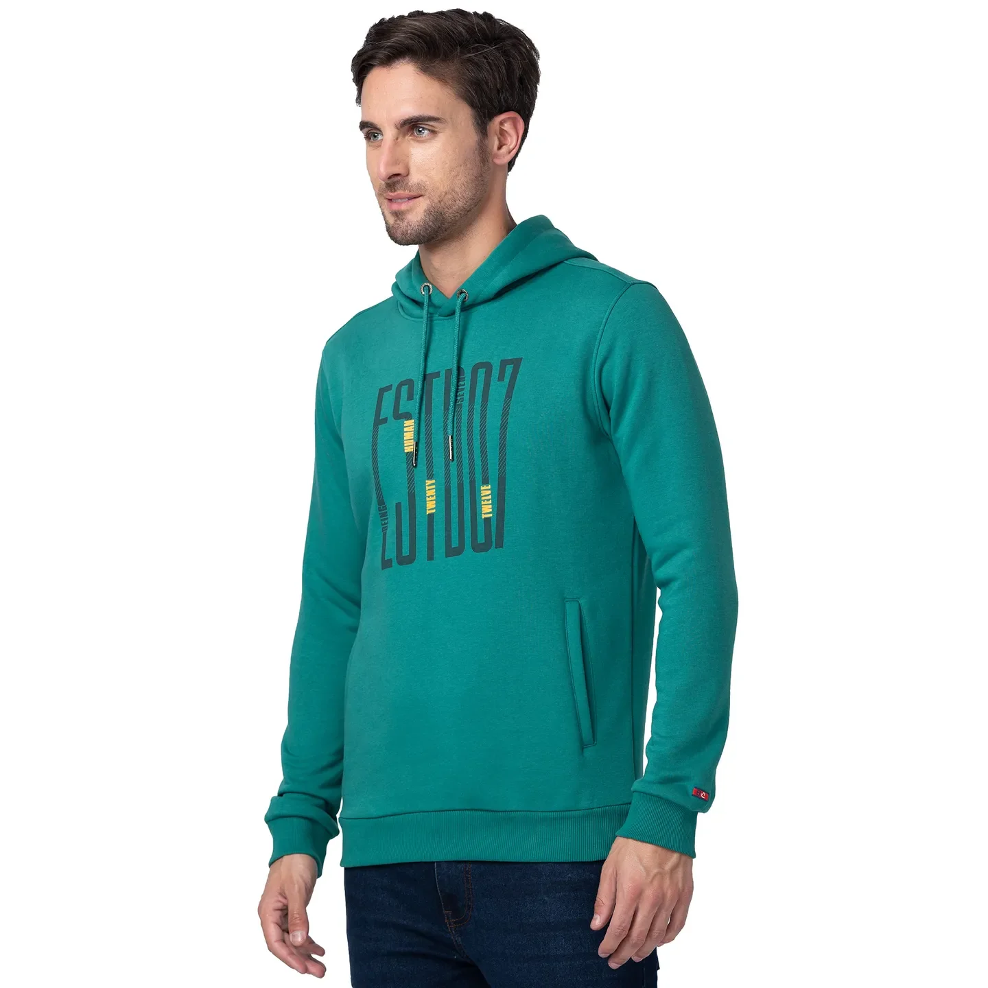 Green Regular Fit Long Sleeves Cotton Men's Hoodie by Being Human Clothing - Image 4
