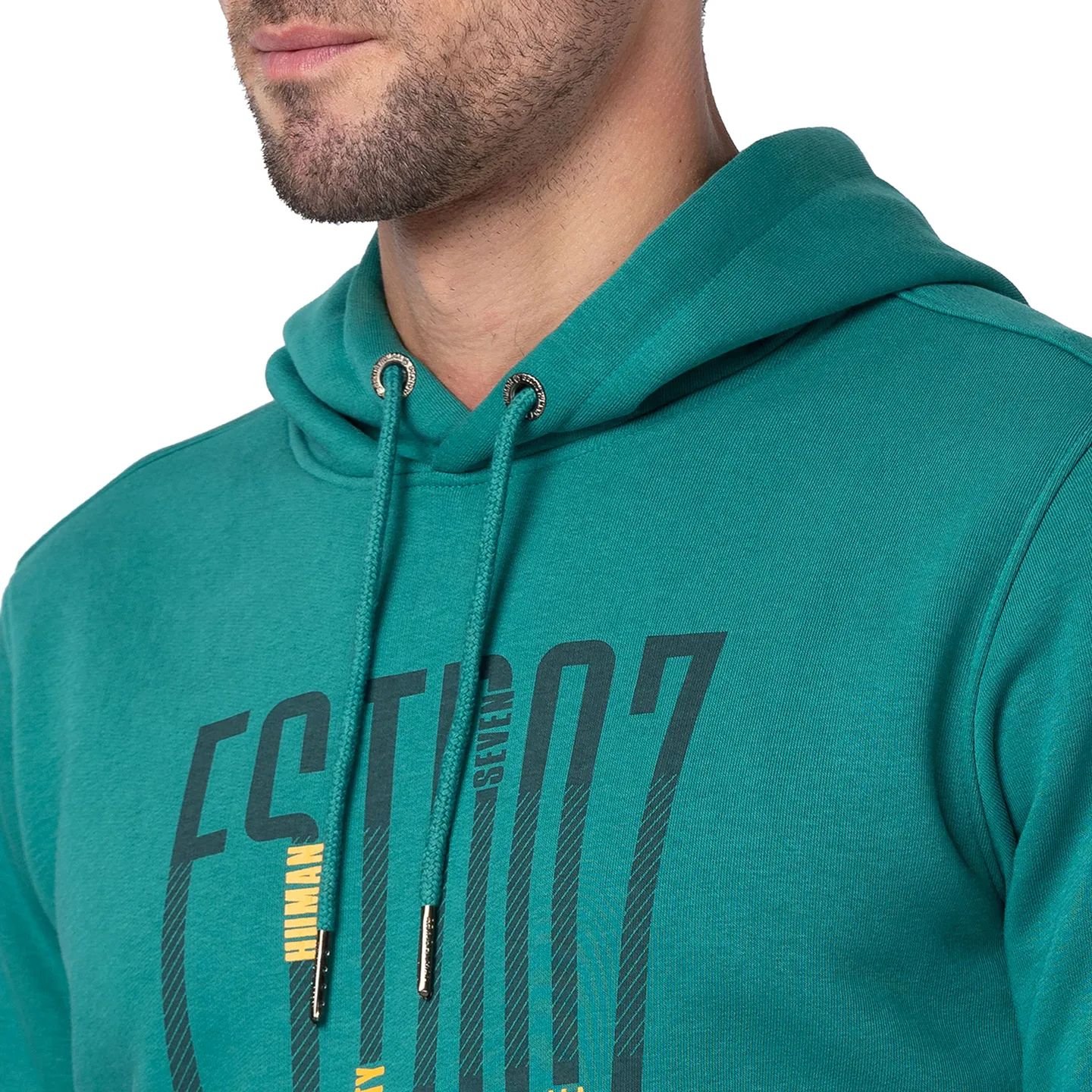 Green Regular Fit Long Sleeves Cotton Men's Hoodie by Being Human Clothing - Image 5