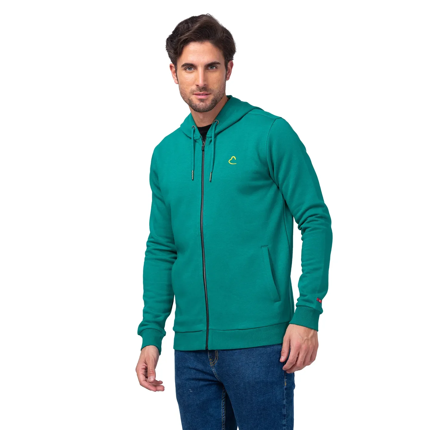 Dark Green Regular Fit Men's Hoodie by Being Human Clothing - Image 4