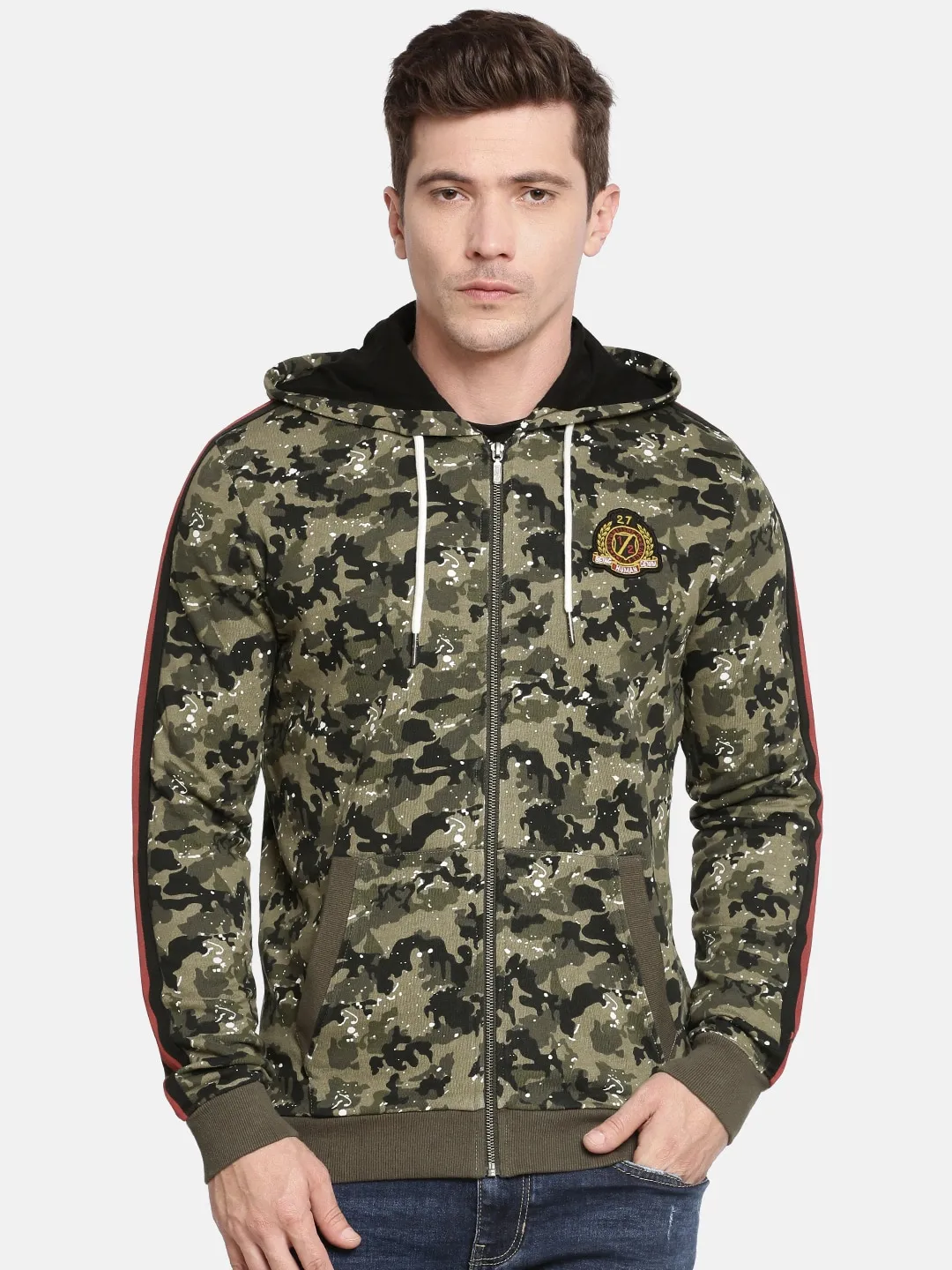 Beige Regular Fit Long Sleeves Cotton Men's Hoodie by Being Human Clothing