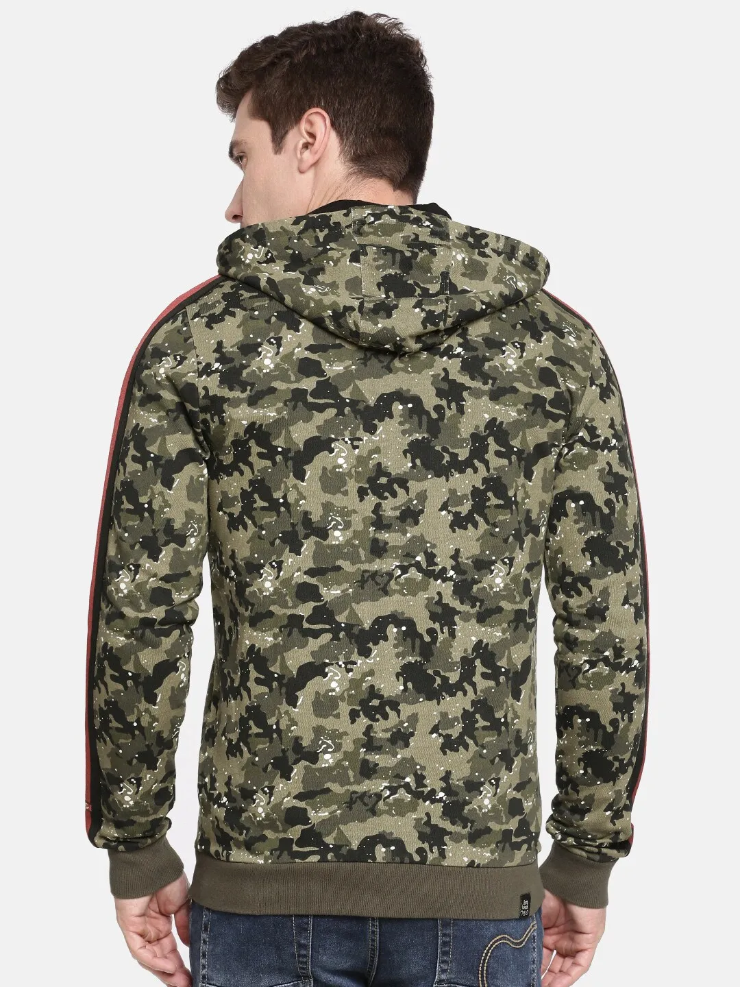 Beige Regular Fit Long Sleeves Cotton Men's Hoodie by Being Human Clothing - Image 3
