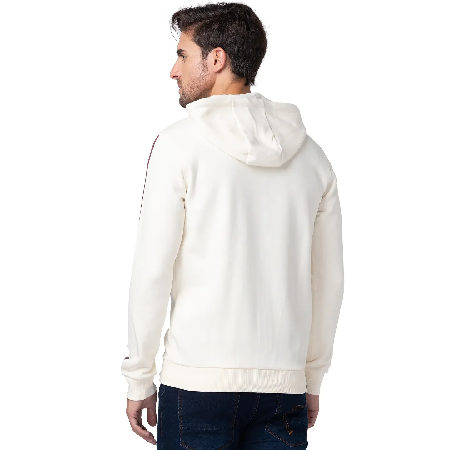 Beige Regular Fit  Long Sleeves Cotton Men's Hoodie by Being Human Clothing - Image 3