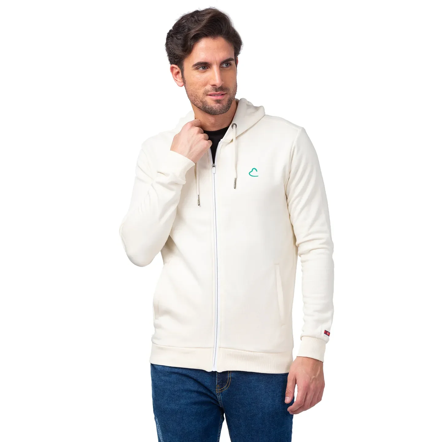 Beige Regular Fit  Long Sleeves Cotton Men's Hoodie by Being Human Clothing
