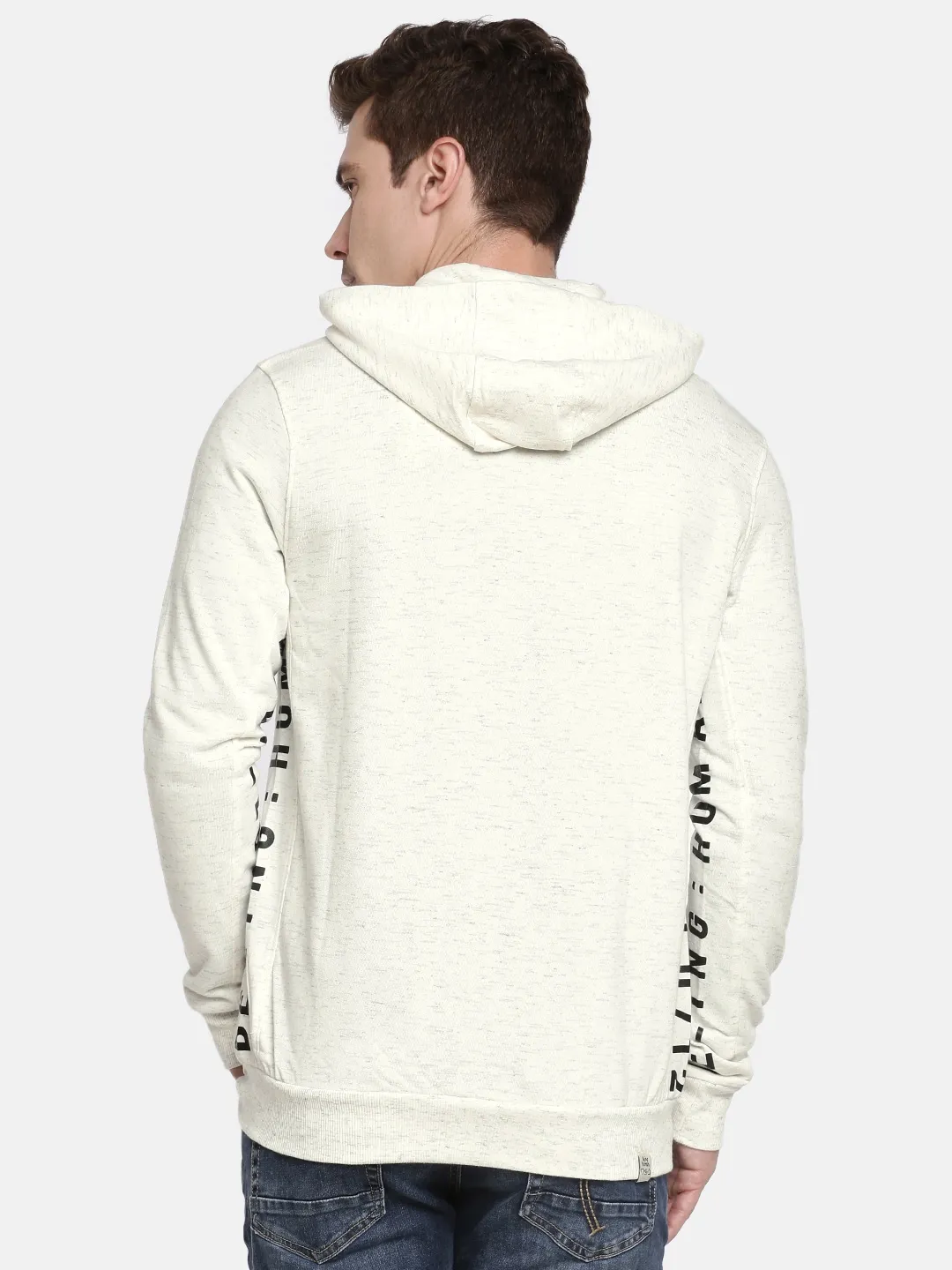 Beige Regular Fit  Long Sleeves Men's Hoodie by Being Human Clothing - Image 3