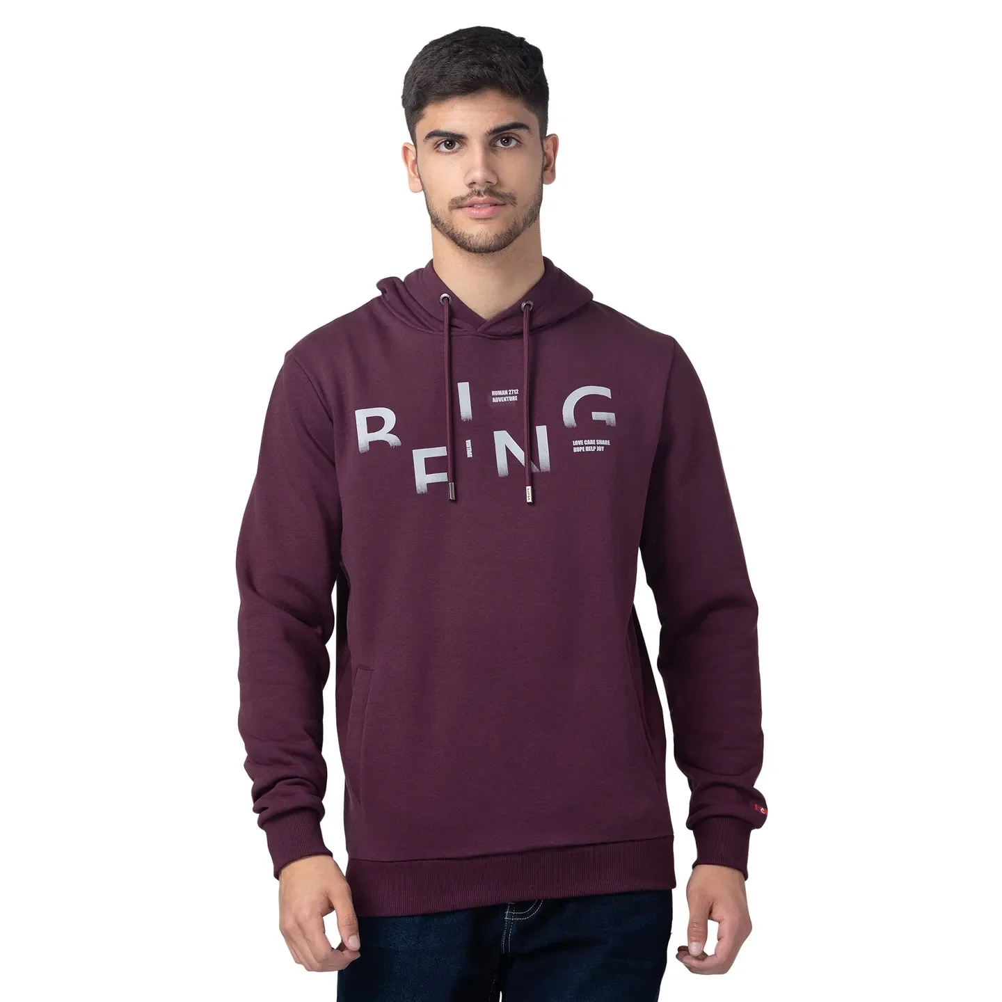Purple Regular Fit  Long Sleeves Cotton Men's Hoodie by Being Human Clothing