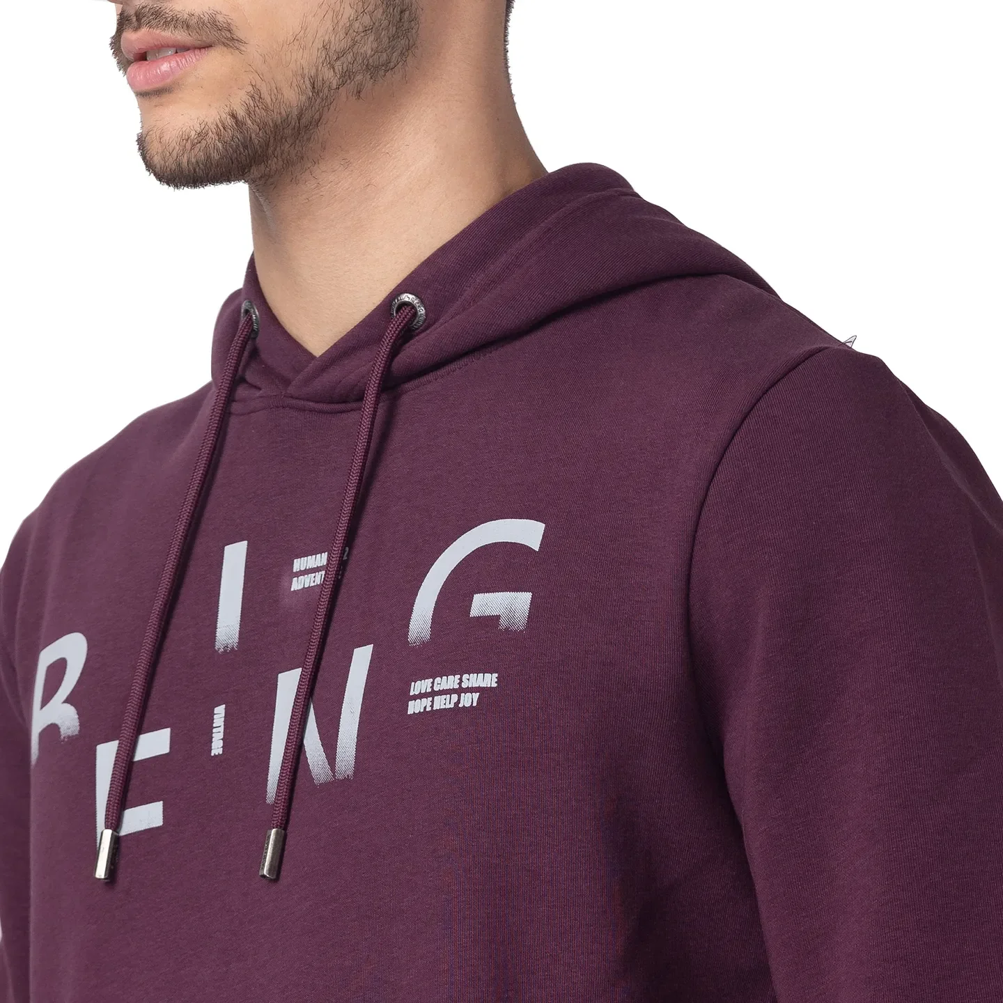 Purple Regular Fit  Long Sleeves Cotton Men's Hoodie by Being Human Clothing - Image 3