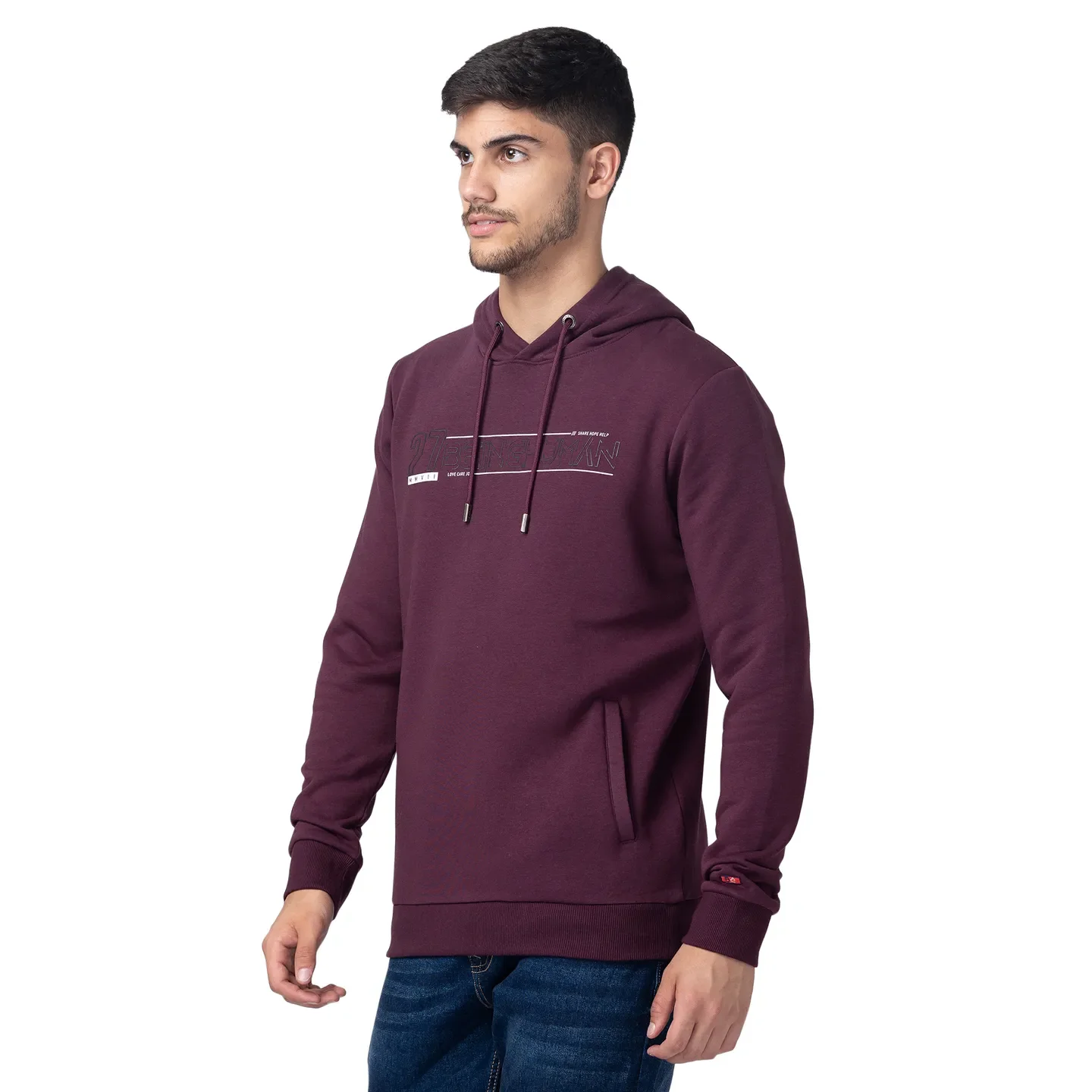 Purple Regular Fit  Long Sleeves Cotton Men's Hoodie by Being Human Clothing - Image 2
