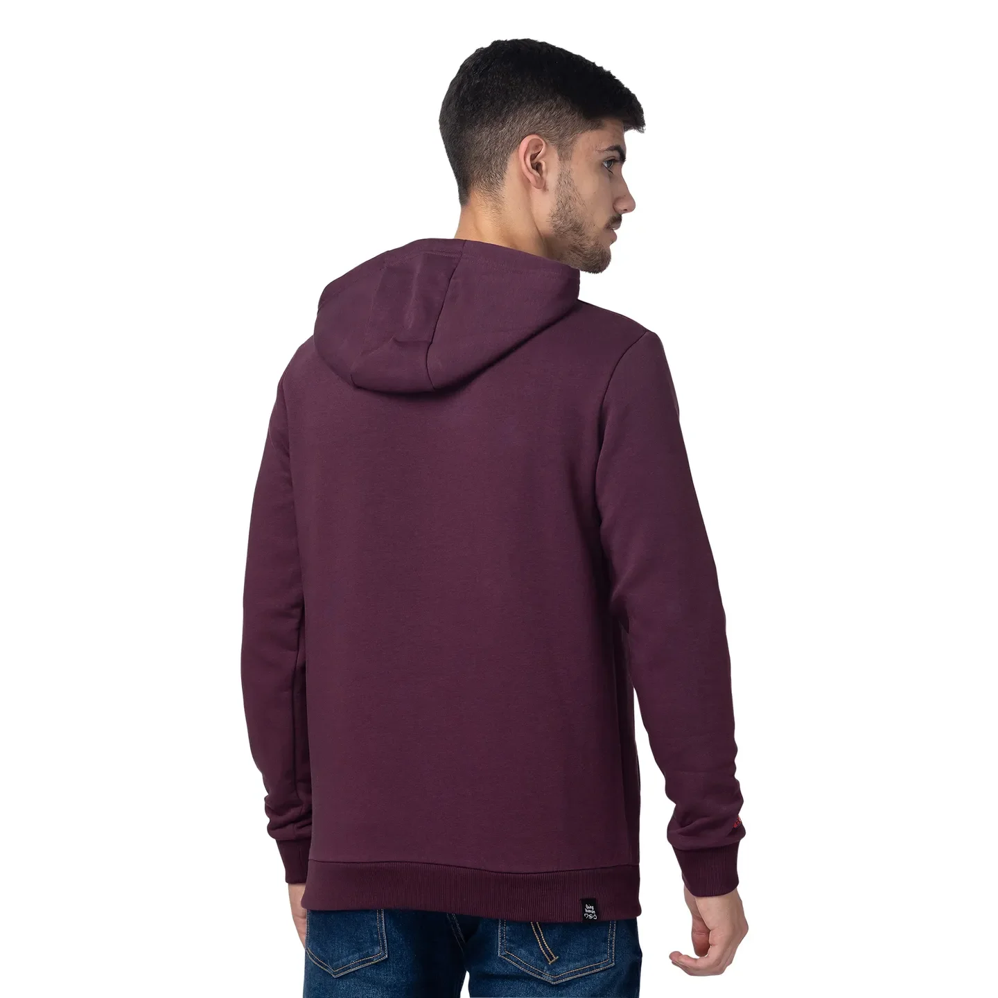 Purple Regular Fit  Long Sleeves Cotton Men's Hoodie by Being Human Clothing - Image 3