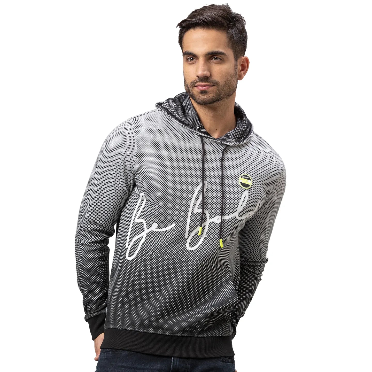 Grey Regular Fit Long Sleeves Cotton Men's Hoodie by Being Human Clothing