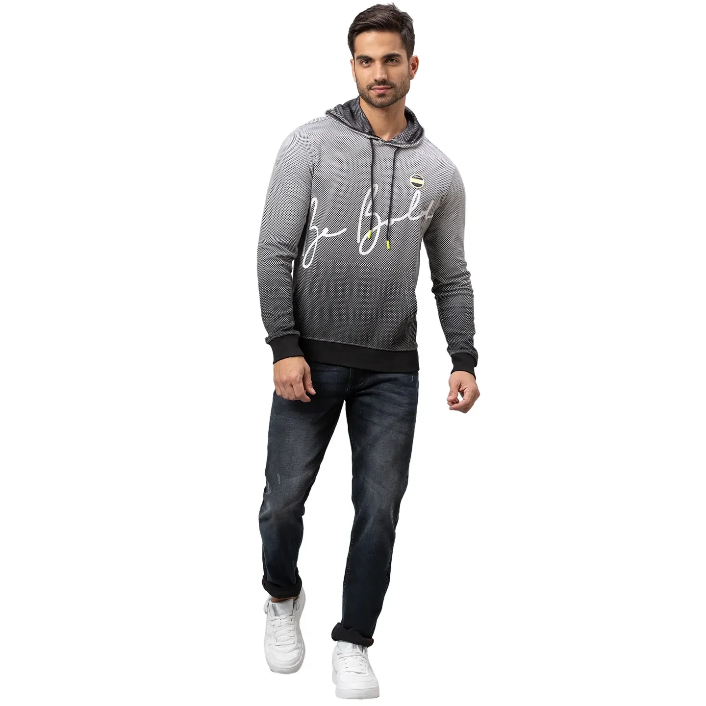 Grey Regular Fit Long Sleeves Cotton Men's Hoodie by Being Human Clothing - Image 2