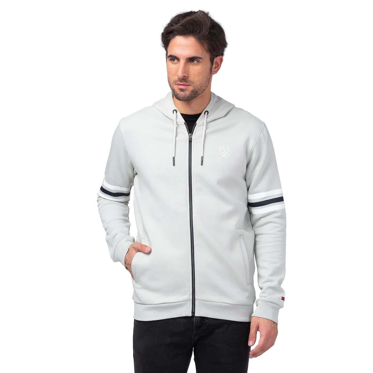 Light Grey Regular Fit Men's Hoodie by Being Human Clothing