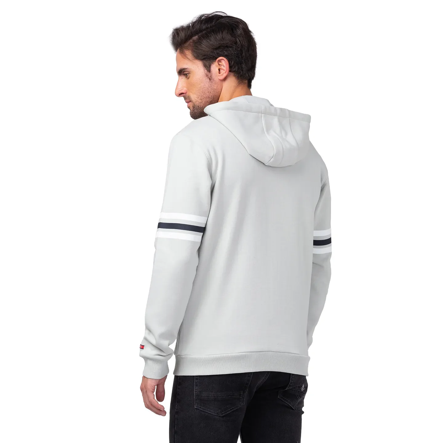 Light Grey Regular Fit Men's Hoodie by Being Human Clothing - Image 3