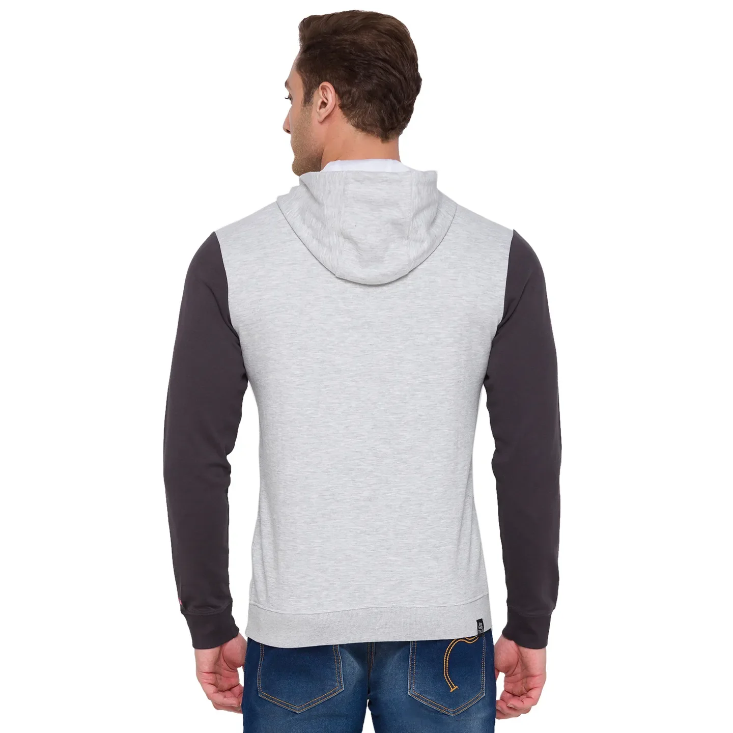Grey Regular Fit Long Sleeves Cotton Men's Hoodie by Being Human Clothing - Image 3