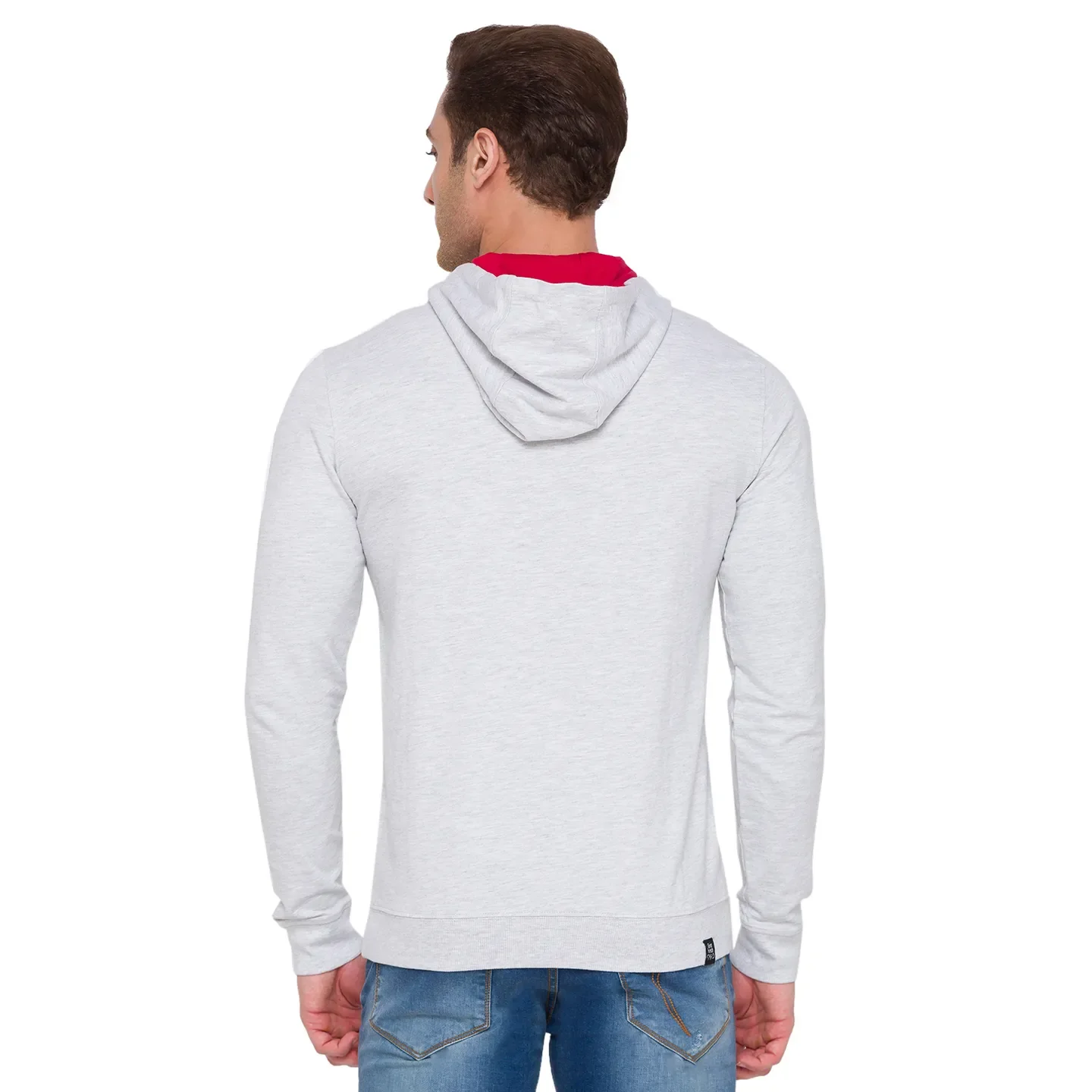 Grey Regular Fit  Long Sleeves Cotton Men's Hoodie by Being Human Clothing - Image 3
