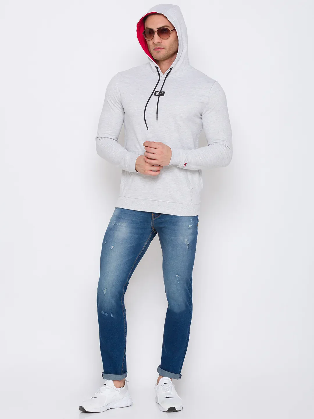 Beige Regular Fit Long Sleeves Cotton Men's Hoodie by Being Human Clothing - Image 6