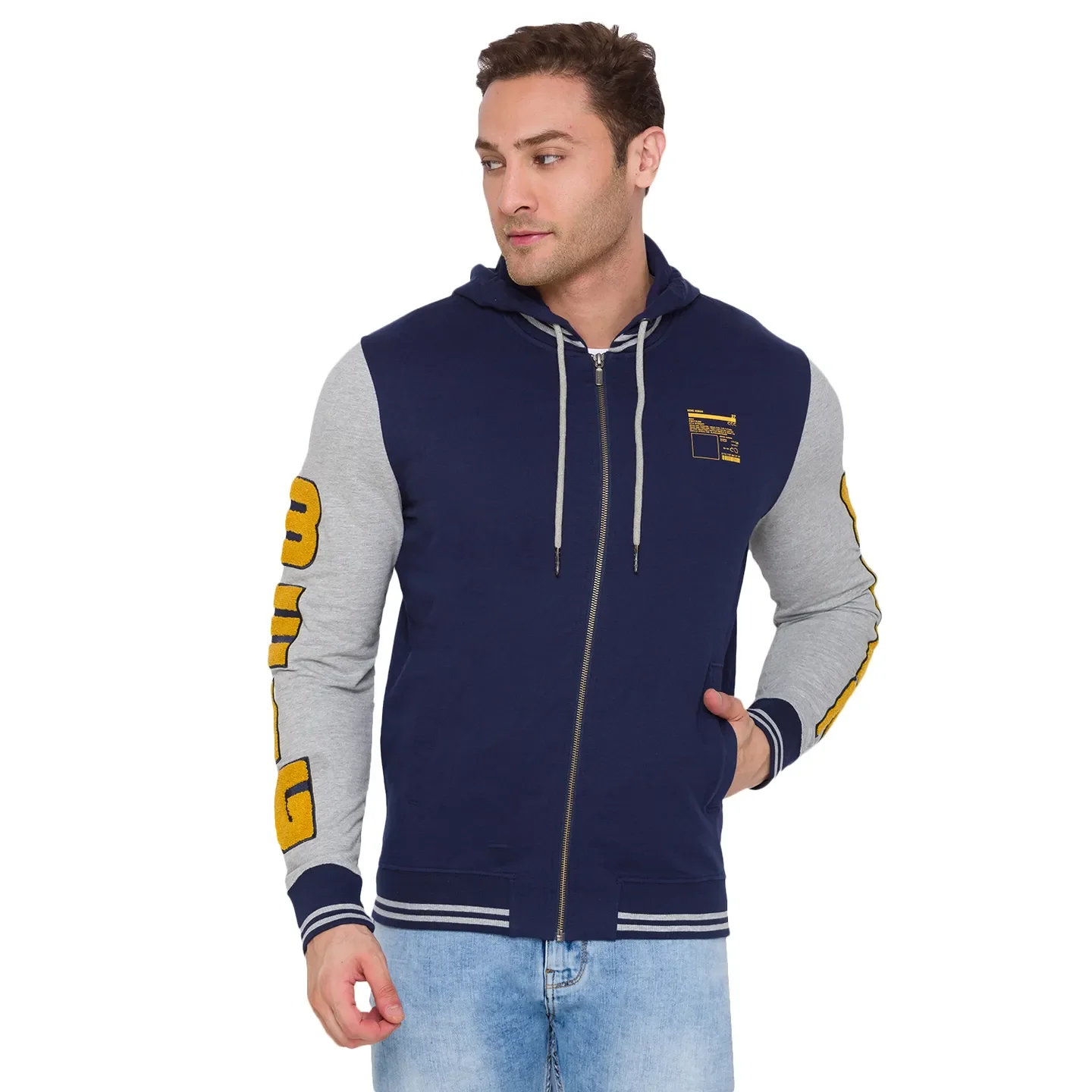 Blue Regular Fit  Long Sleeves Cotton Men's Hoodie by Being Human Clothing