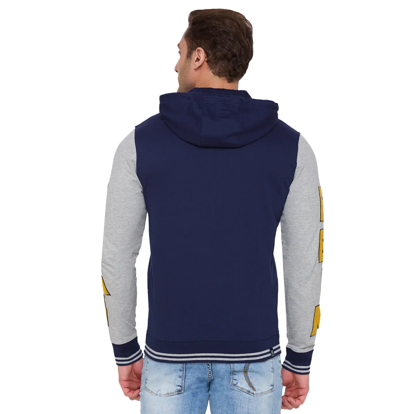 Blue Regular Fit  Long Sleeves Cotton Men's Hoodie by Being Human Clothing - Image 3