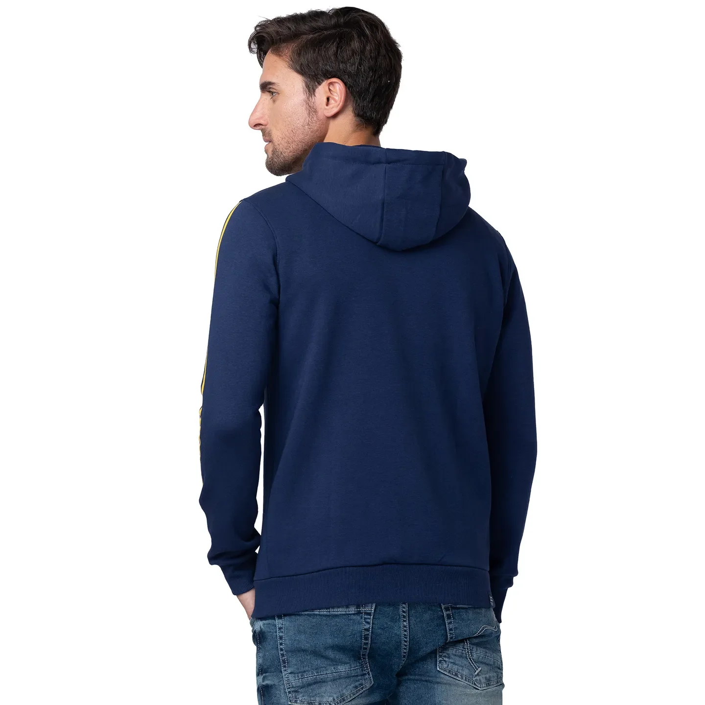 Blue Regular Fit  Long Sleeves Cotton Men's Hoodie by Being Human Clothing - Image 3
