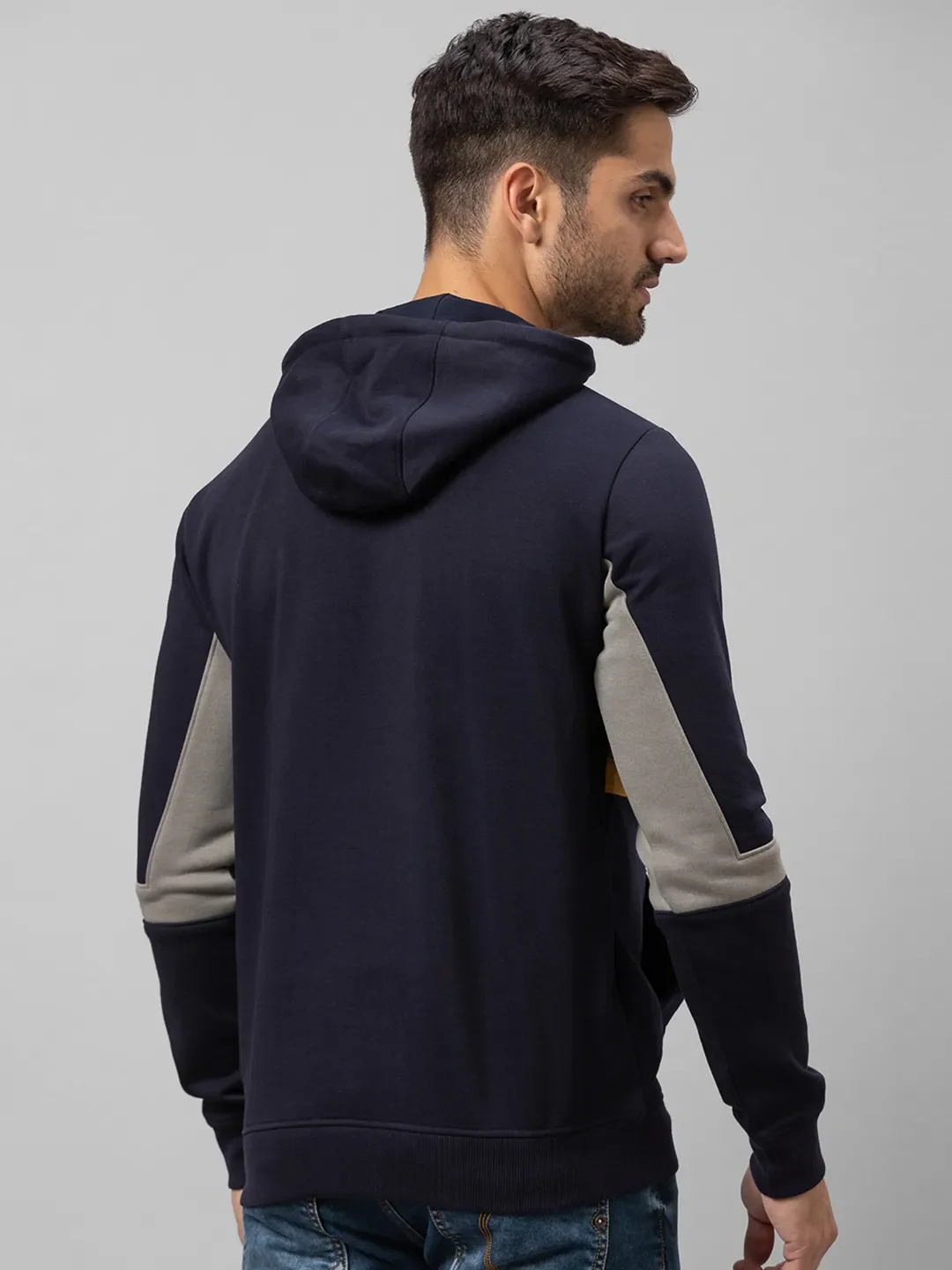Grey Regular Fit Long Sleeves Cotton Men's Hoodie by Being Human Clothing - Image 3
