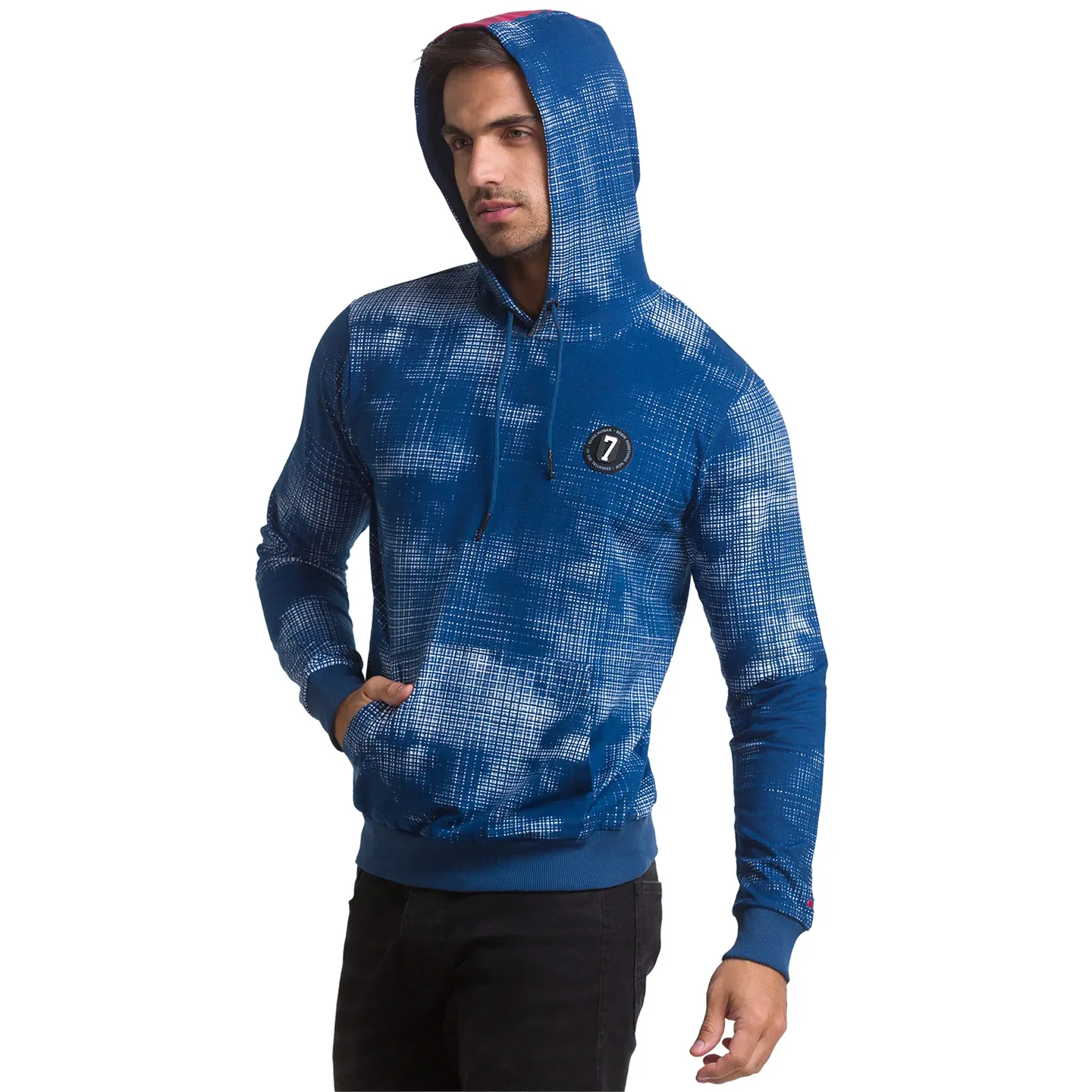 Blue Regular Fit  Long Sleeves Cotton Men's Hoodie by Being Human Clothing - Image 2