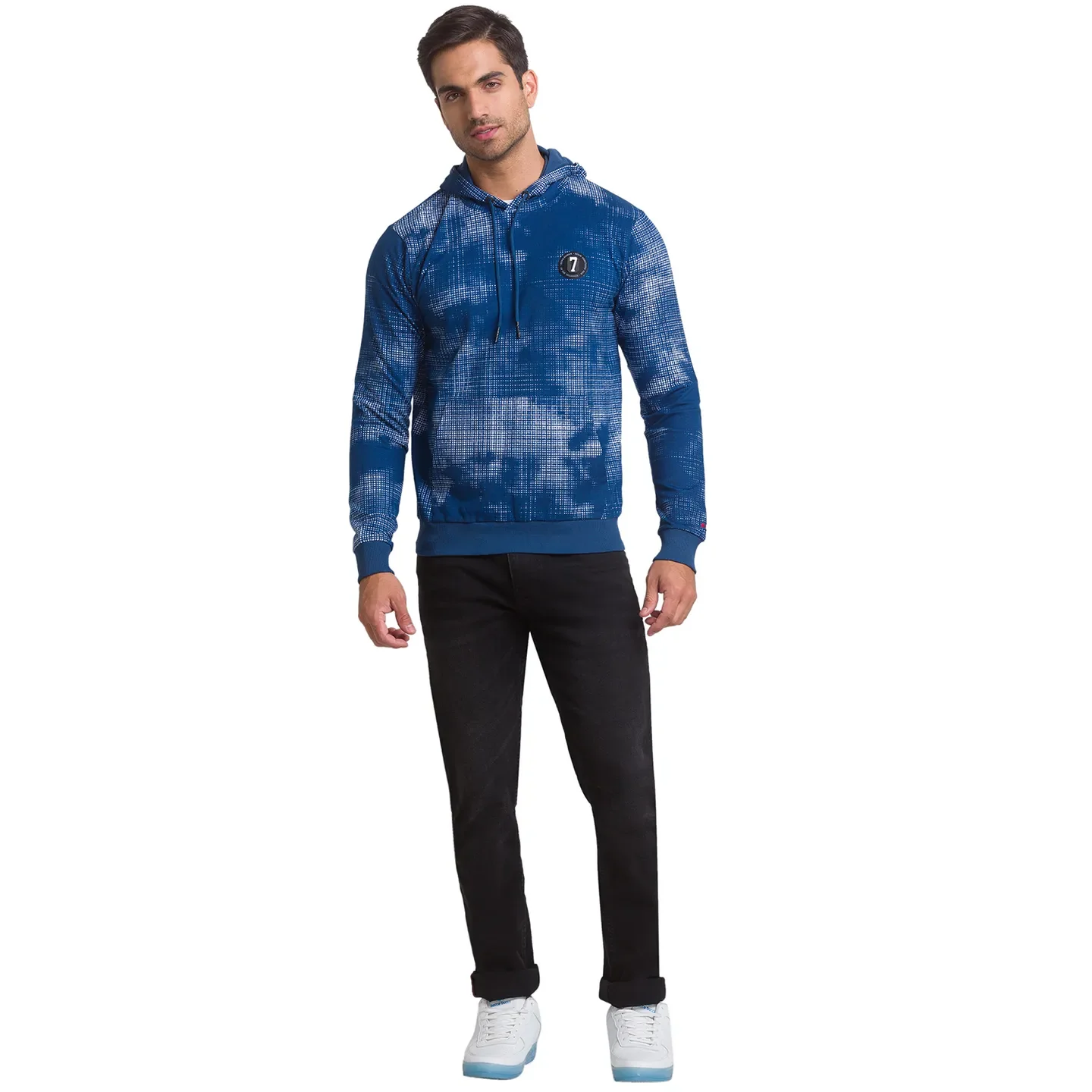 Blue Regular Fit  Long Sleeves Cotton Men's Hoodie by Being Human Clothing - Image 3