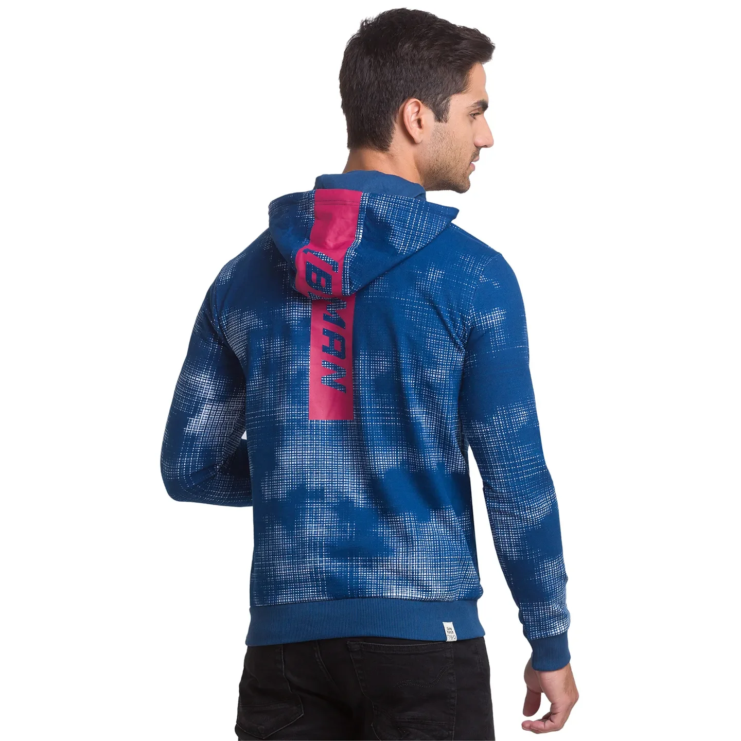 Blue Regular Fit  Long Sleeves Cotton Men's Hoodie by Being Human Clothing - Image 4