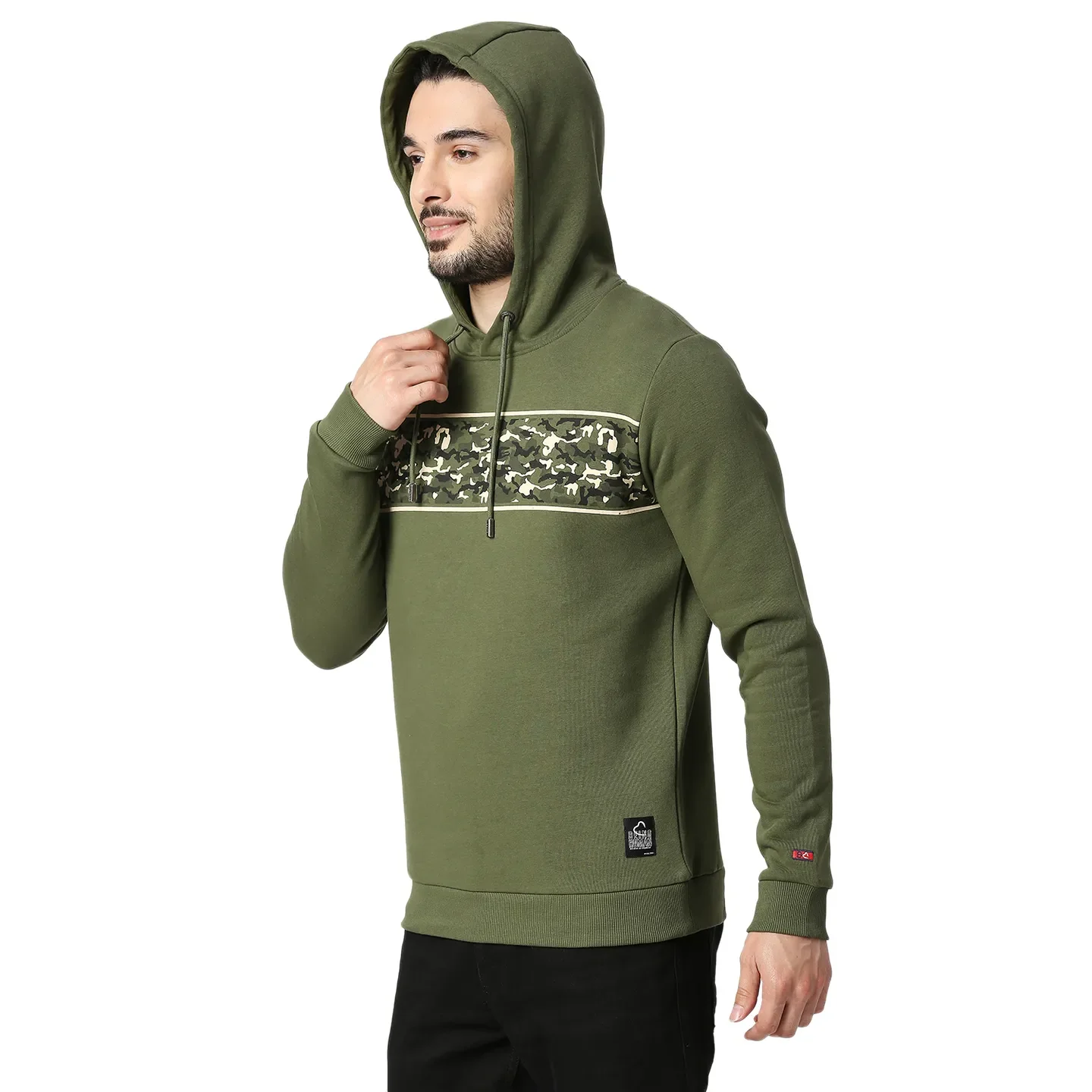 Olive Regular Fit Men's Hoodie by Being Human Clothing - Image 2