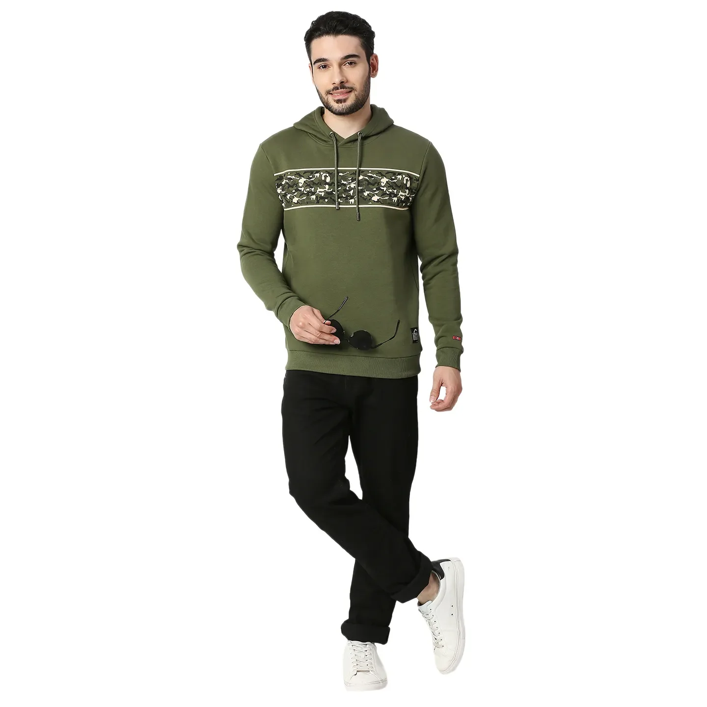 Olive Regular Fit Men's Hoodie by Being Human Clothing - Image 5