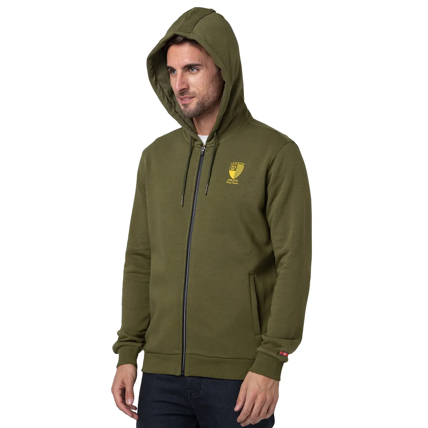 Olive Regular Fit Men's Hoodie by Being Human Clothing - Image 4
