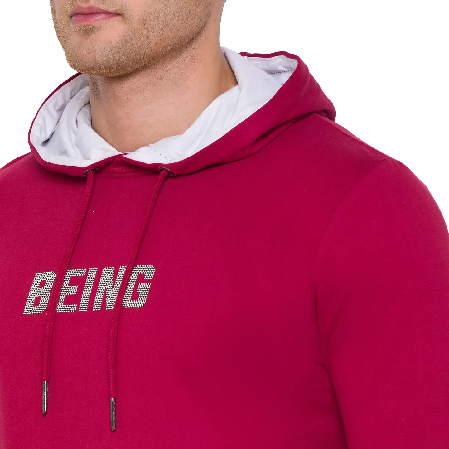 Red Regular Fit Long Sleeves Cotton Men's Hoodie by Being Human Clothing - Image 4