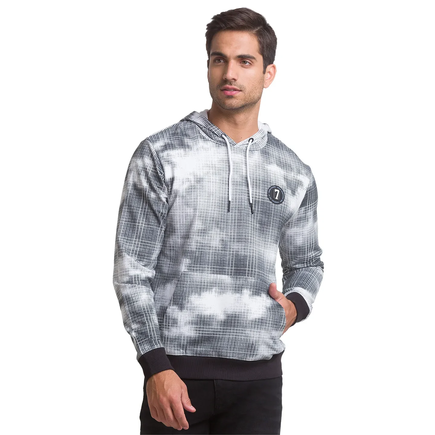 White Regular Fit  Long Sleeves Cotton Men's Hoodie by Being Human Clothing