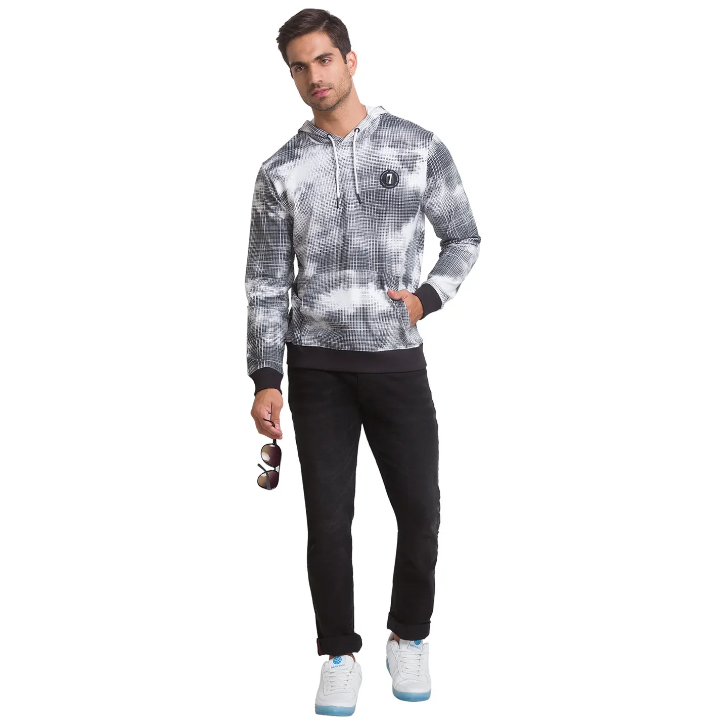 White Regular Fit  Long Sleeves Cotton Men's Hoodie by Being Human Clothing - Image 3